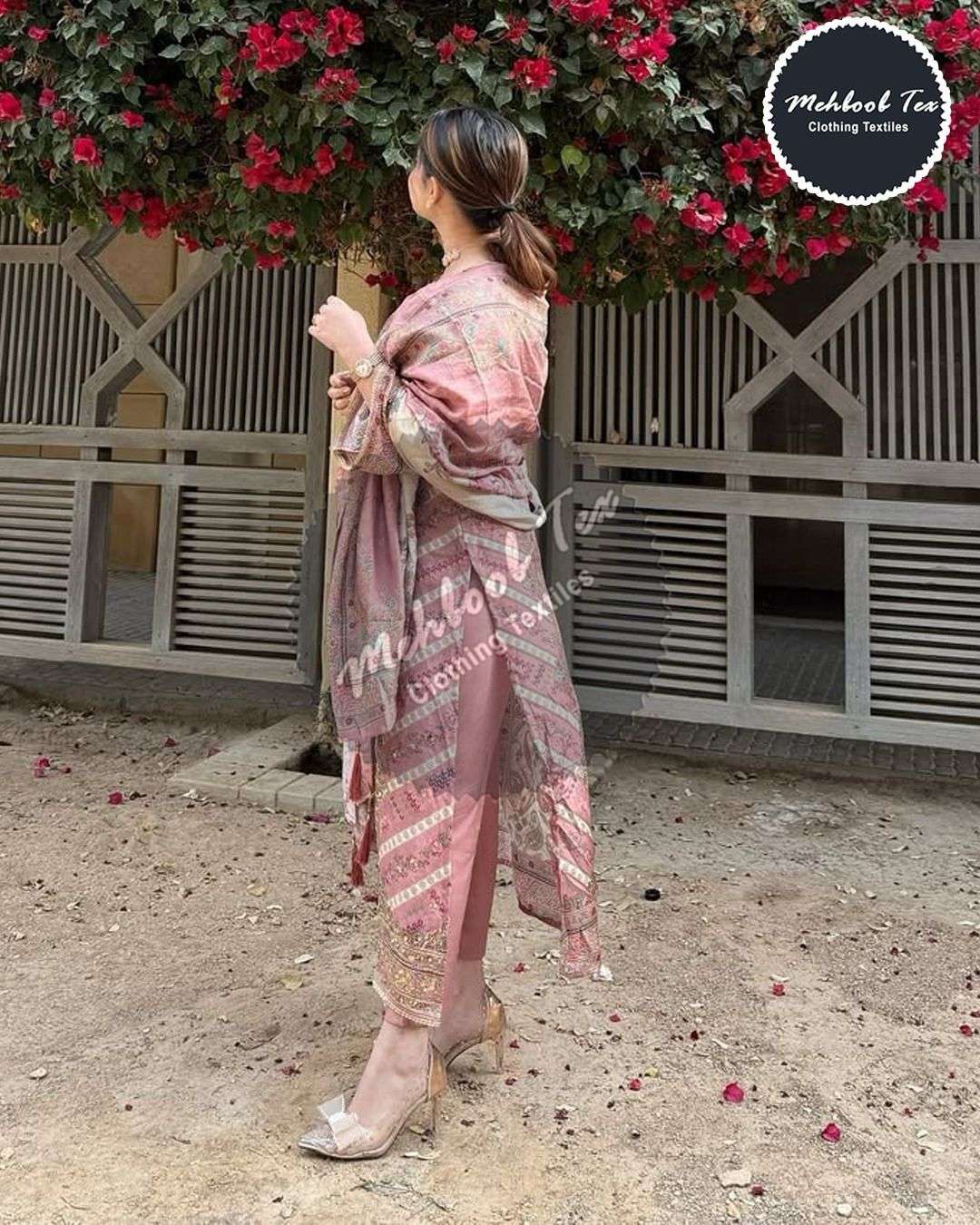 MEHBOOB TEX DESIGN NO - 1614-1652 PURE VISCOSE MUSLIN DIGITAL PRINT AARI WORK PAKISTANI SUIT 
