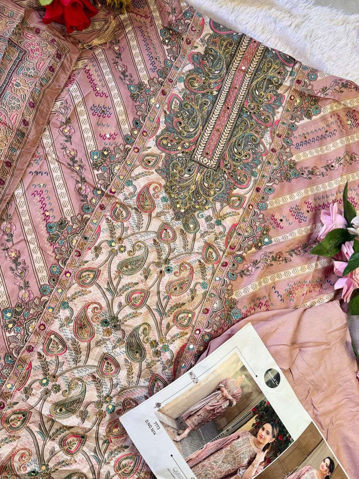 MEHBOOB TEX DESIGN NO - 1614-1652 PURE VISCOSE MUSLIN DIGITAL PRINT AARI WORK PAKISTANI SUIT 