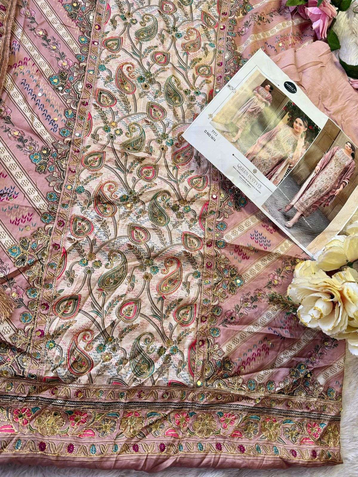 MEHBOOB TEX DESIGN NO - 1614-1652 PURE VISCOSE MUSLIN DIGITAL PRINT AARI WORK PAKISTANI SUIT 