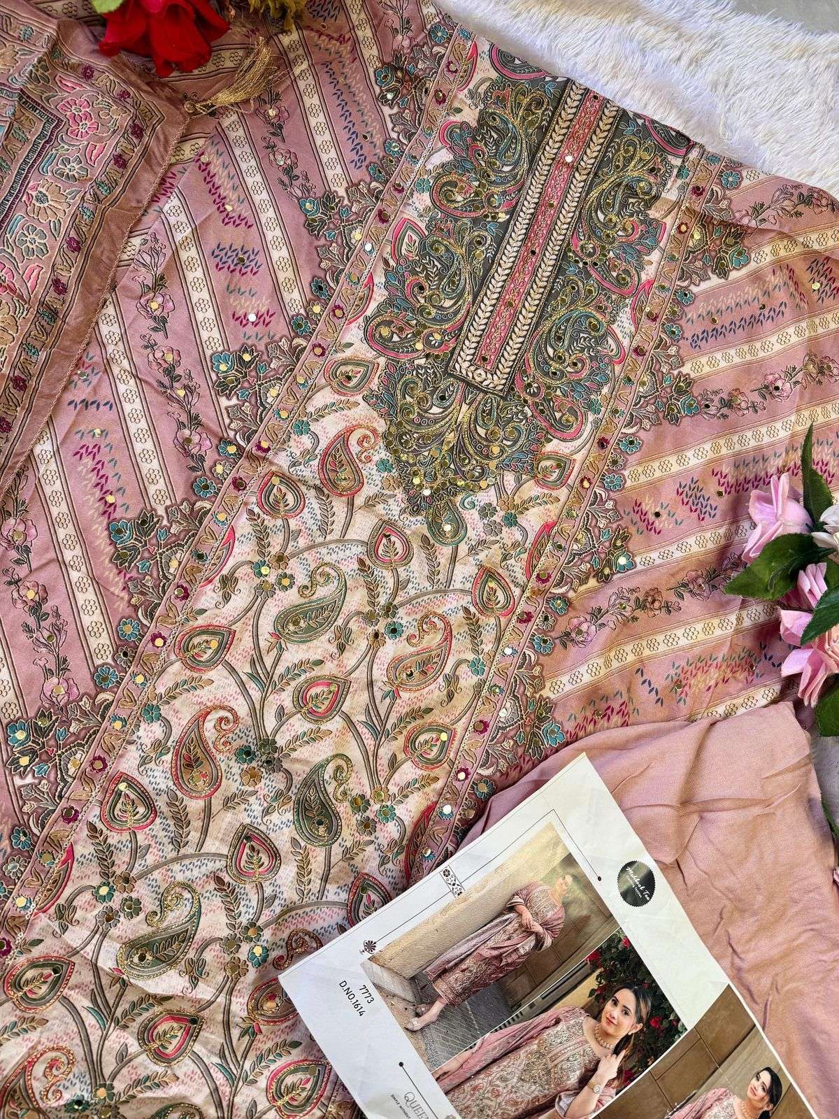 MEHBOOB TEX DESIGN NO - 1614-1652 PURE VISCOSE MUSLIN DIGITAL PRINT AARI WORK PAKISTANI SUIT 