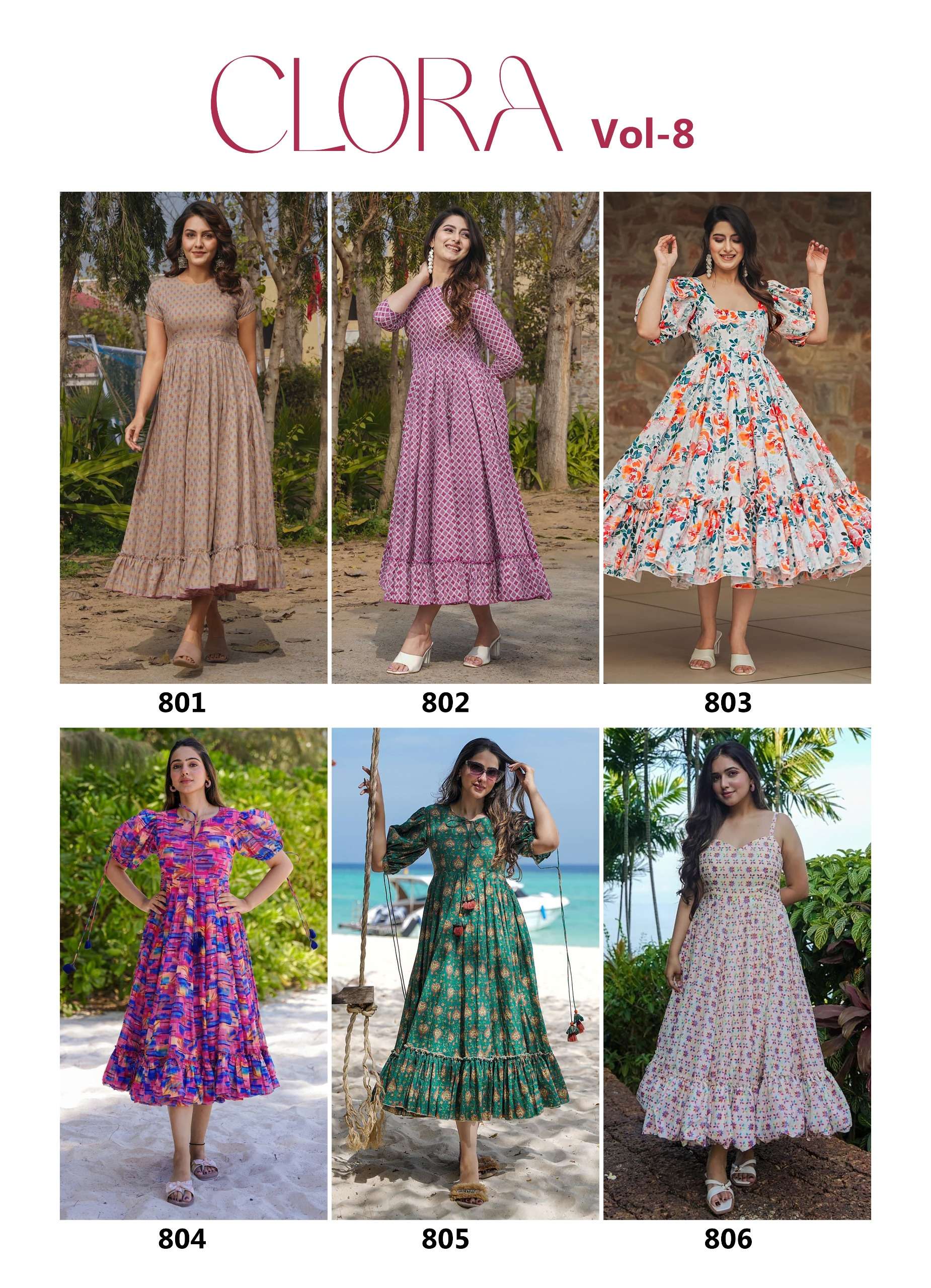 MF CLORA VOL 8 RAYON DIGITAL PRINT FANCY LOOK LADIES GOWN