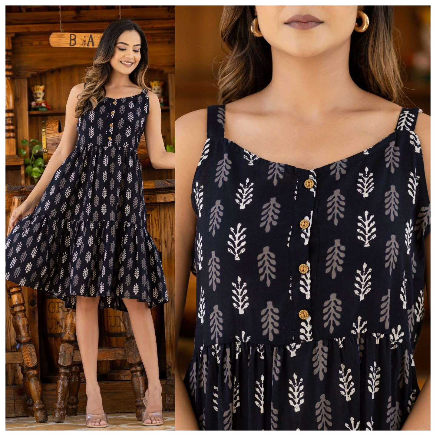 MF SPRING COTTON PRINTED ONE PIECE DRESS