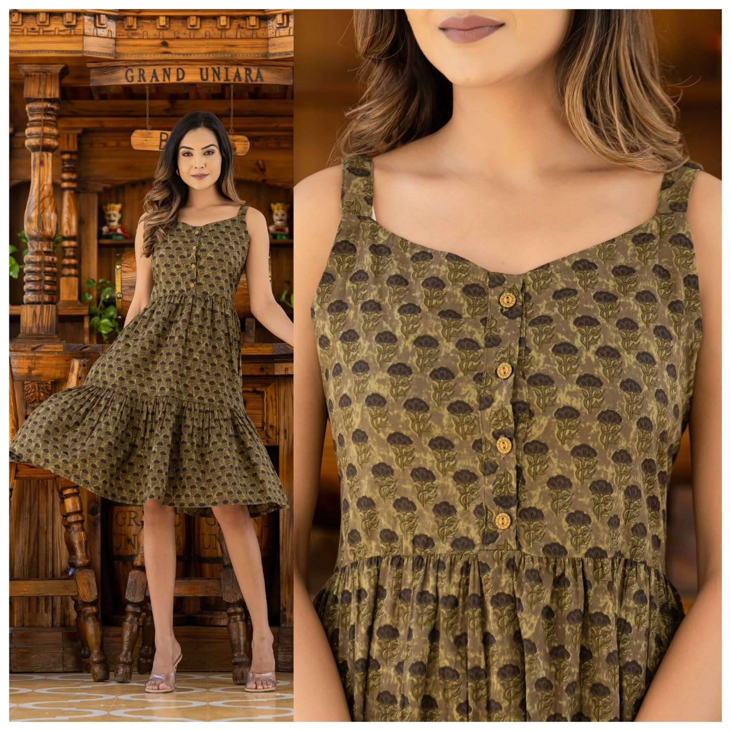 MF SPRING COTTON PRINTED ONE PIECE DRESS