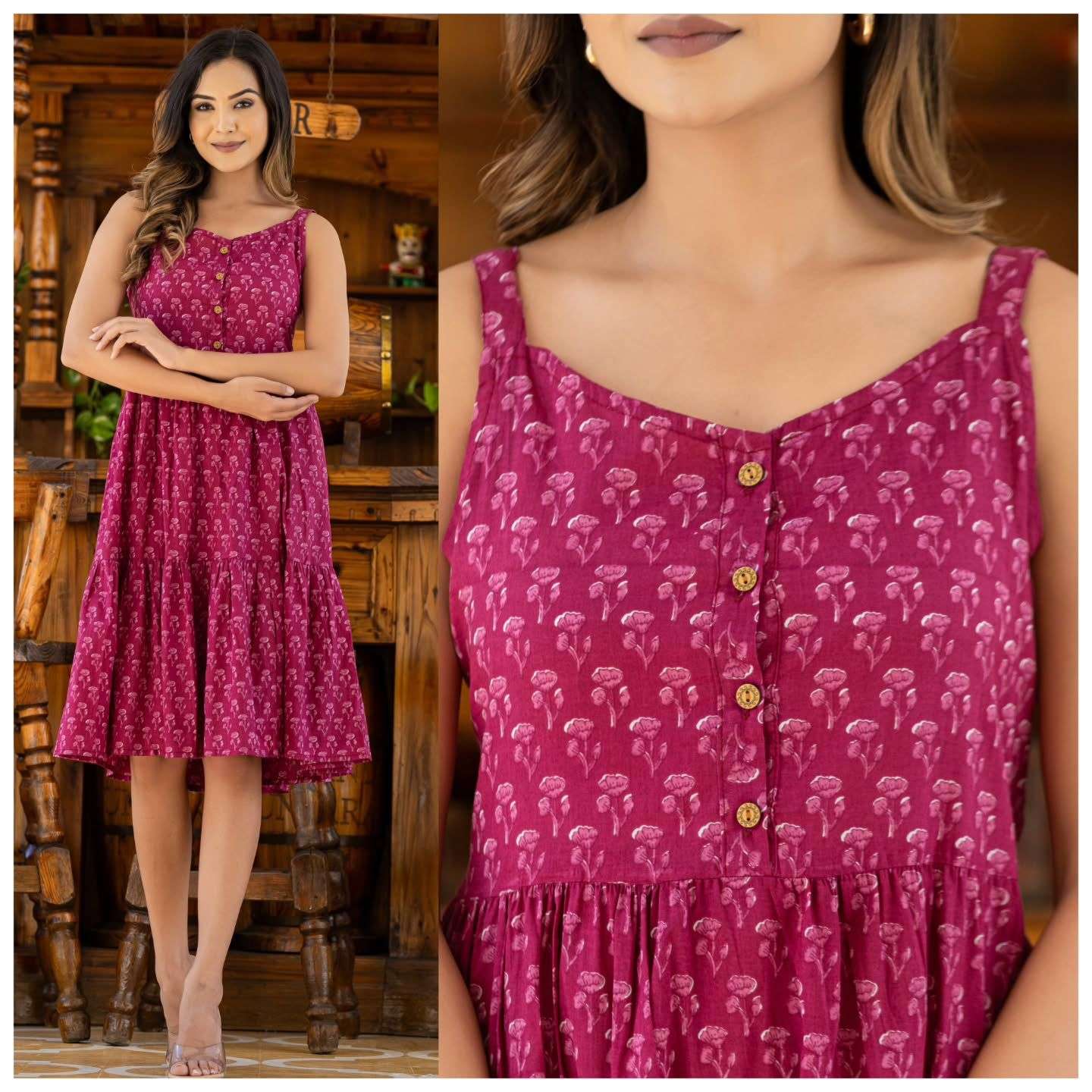 MF SPRING COTTON PRINTED ONE PIECE DRESS