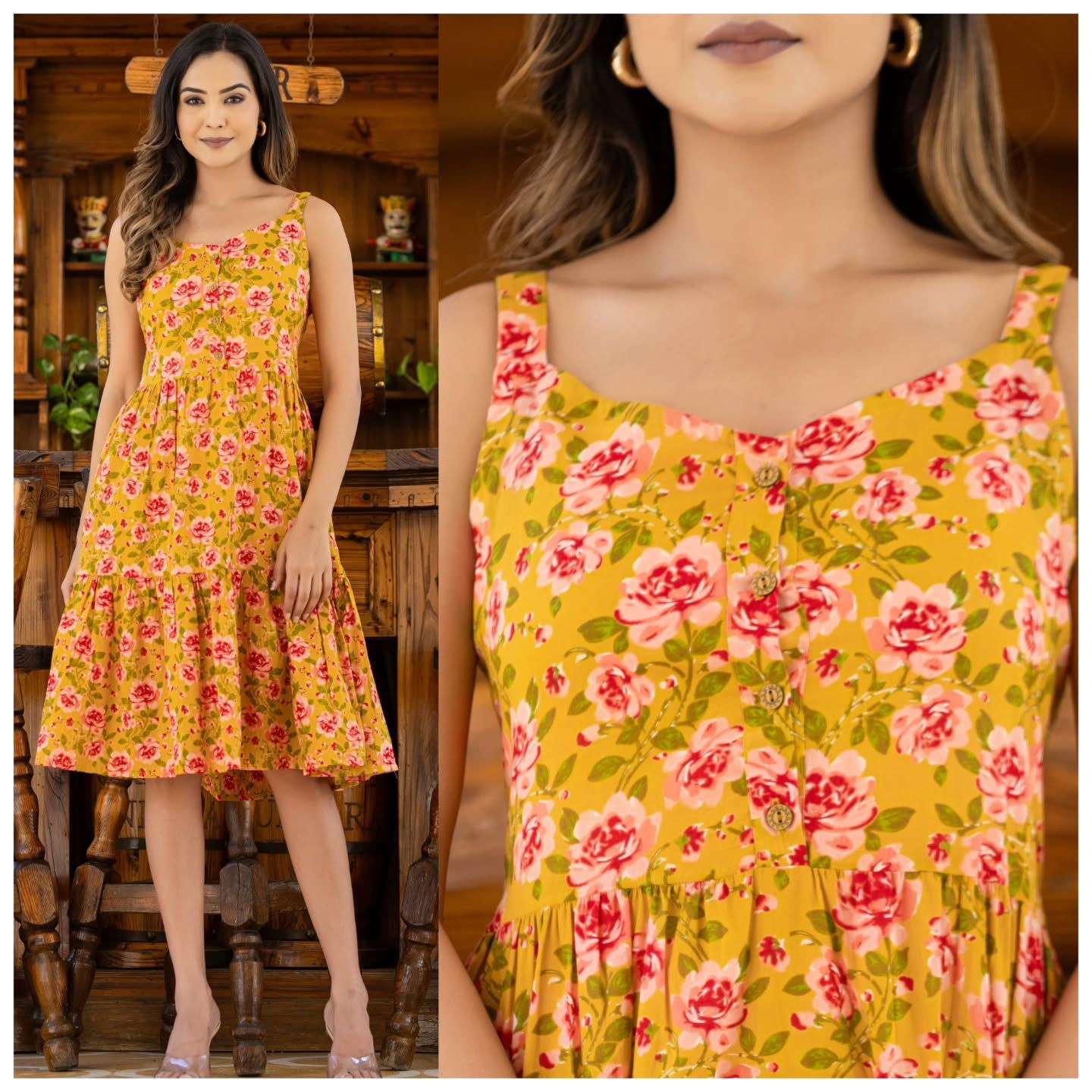 MF SPRING COTTON PRINTED ONE PIECE DRESS