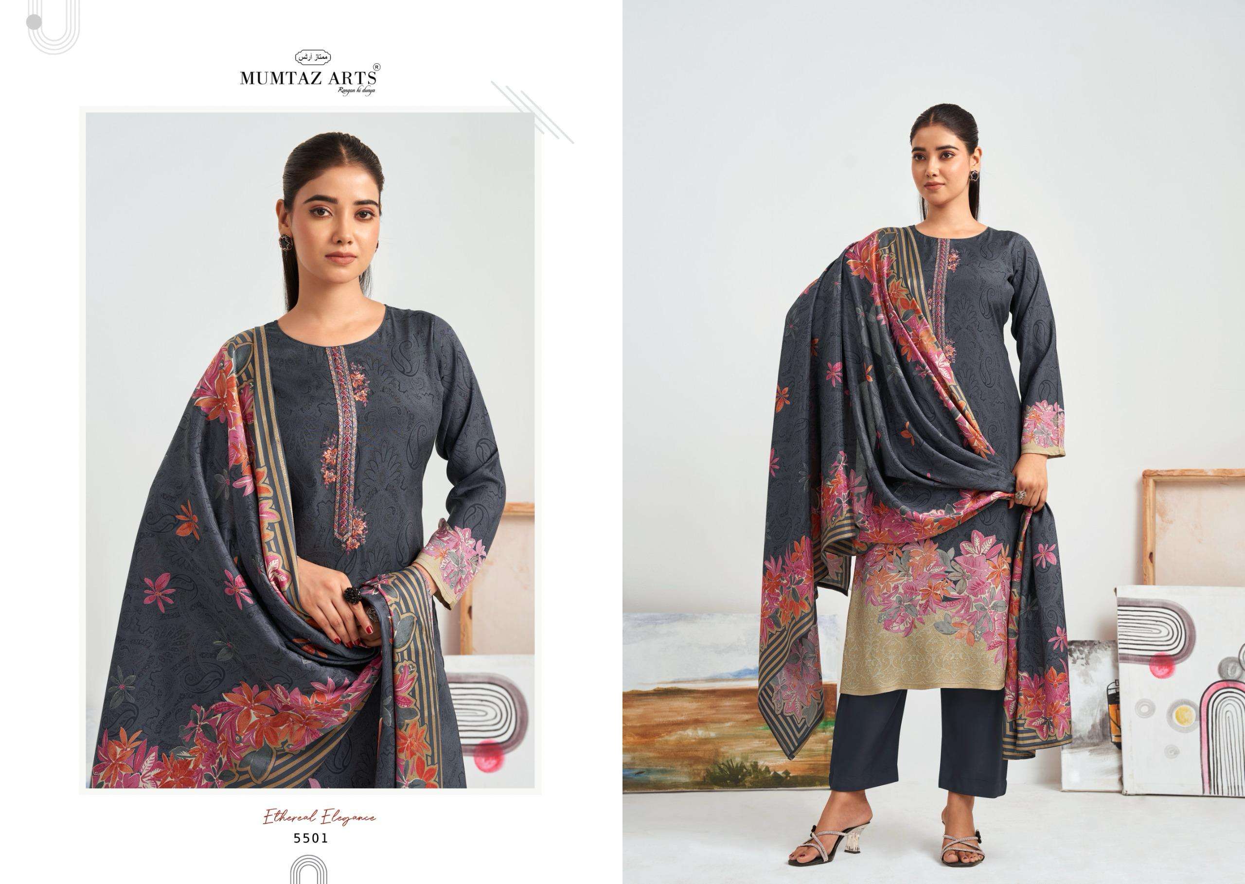 MUMTAZ ARTS HAFIZA MUSLIN DIGITAL PRINTS WITH EMBROIDERY WORK SUIT