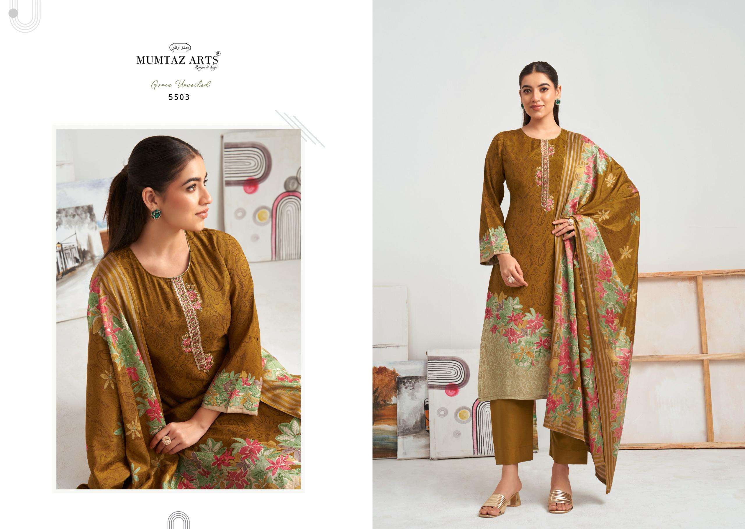 MUMTAZ ARTS HAFIZA MUSLIN DIGITAL PRINTS WITH EMBROIDERY WORK SUIT