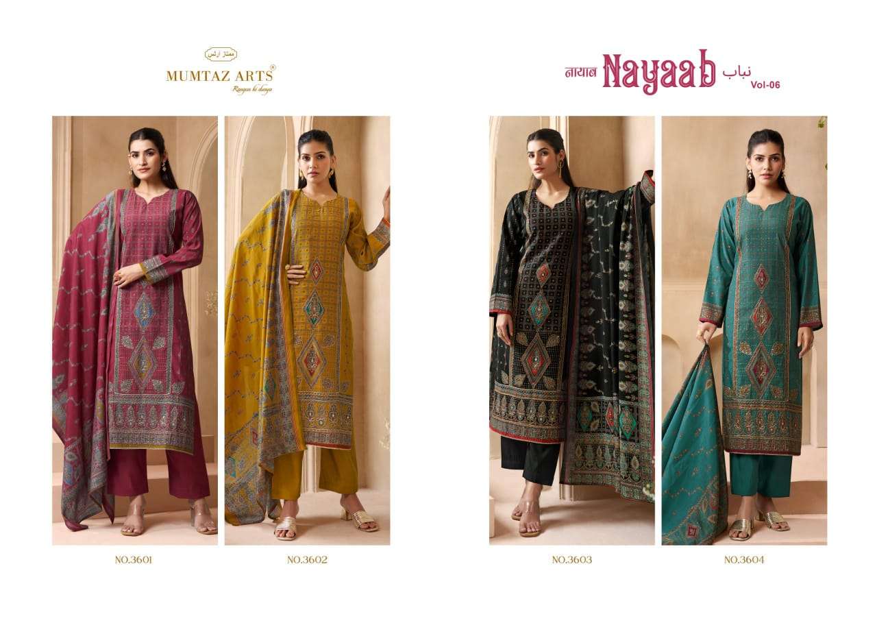 MUMTAZ ARTS NAYAAB VOL 6 VISCOSE DIGITAL PRINT WITH FANCY WORK SUIT
