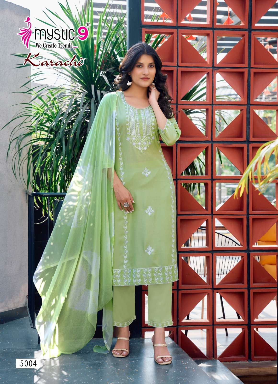 MYSTIC 9 KARACHI VOL 5 RAYON FANCY EMROIDERIES WORK KURTI COMBO SET