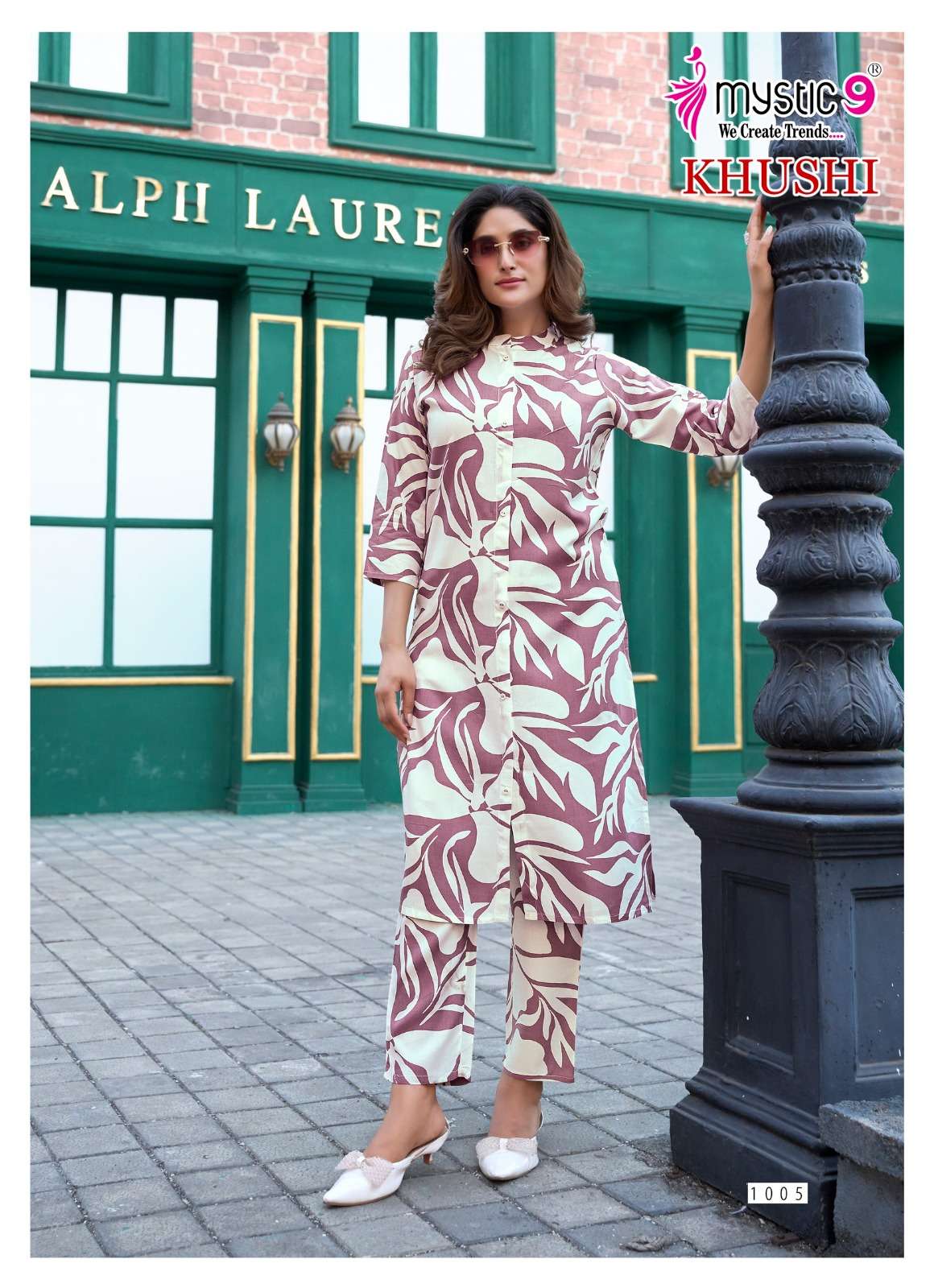 MYSTIC 9  KHUSHI VOL 1 VISCOSE PRINT FANCY LONG KURTI WITH PANT SET