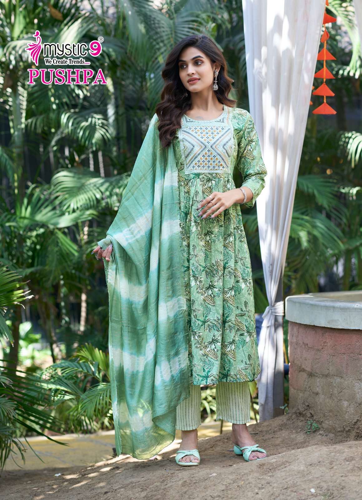 MYSTIC 9 PUSHPA VOL 5 FANCY UMBRELLA CUT PATTERN KURTI COMBO SET