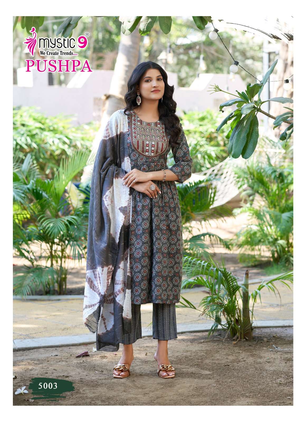 MYSTIC 9 PUSHPA VOL 5 FANCY UMBRELLA CUT PATTERN KURTI COMBO SET