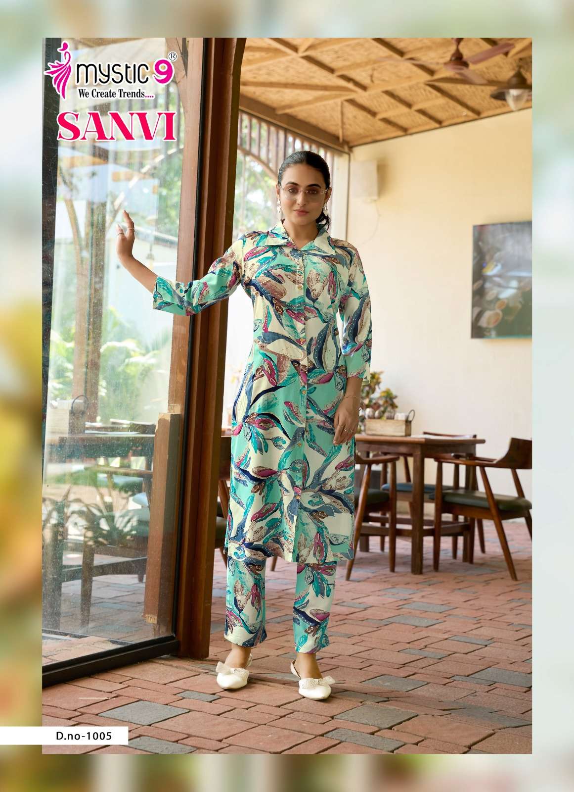 MYSTIC 9 SANVI VOL 1 VISCOSE FOIL PRINT FANCY KURTI WITH PANT PAIR