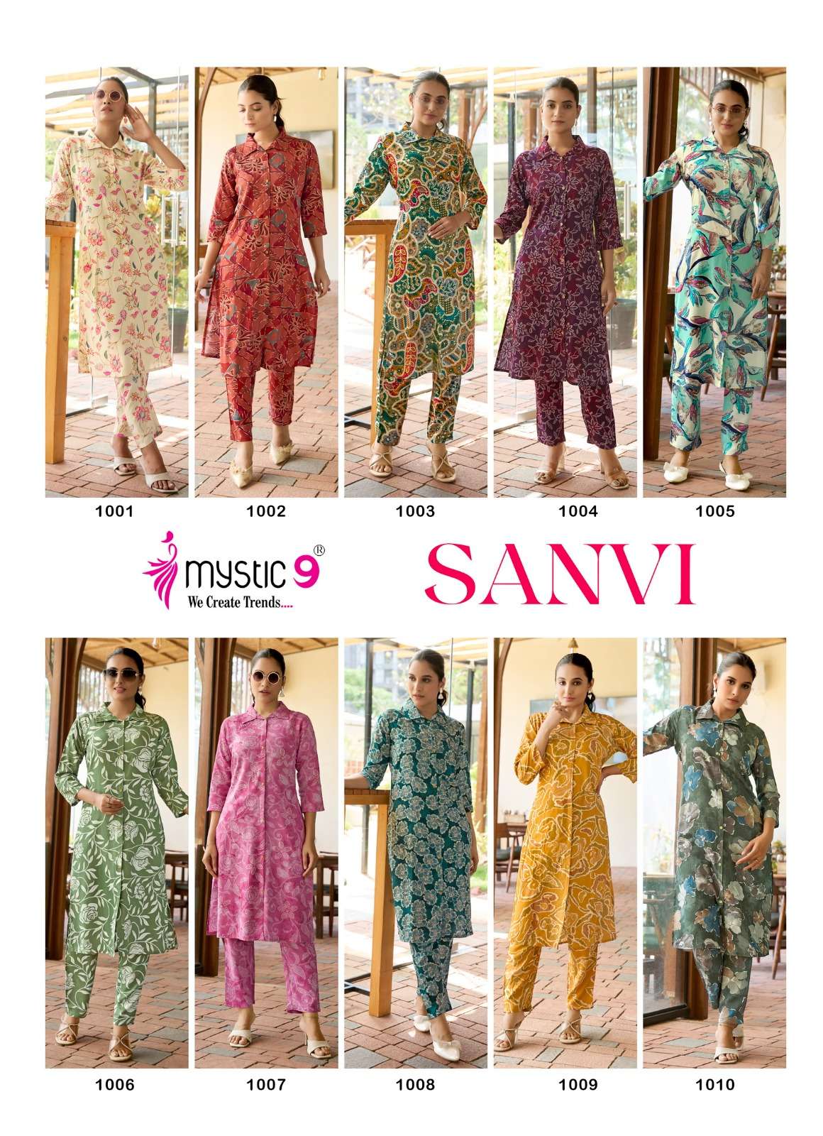 MYSTIC 9 SANVI VOL 1 VISCOSE FOIL PRINT FANCY KURTI WITH PANT PAIR