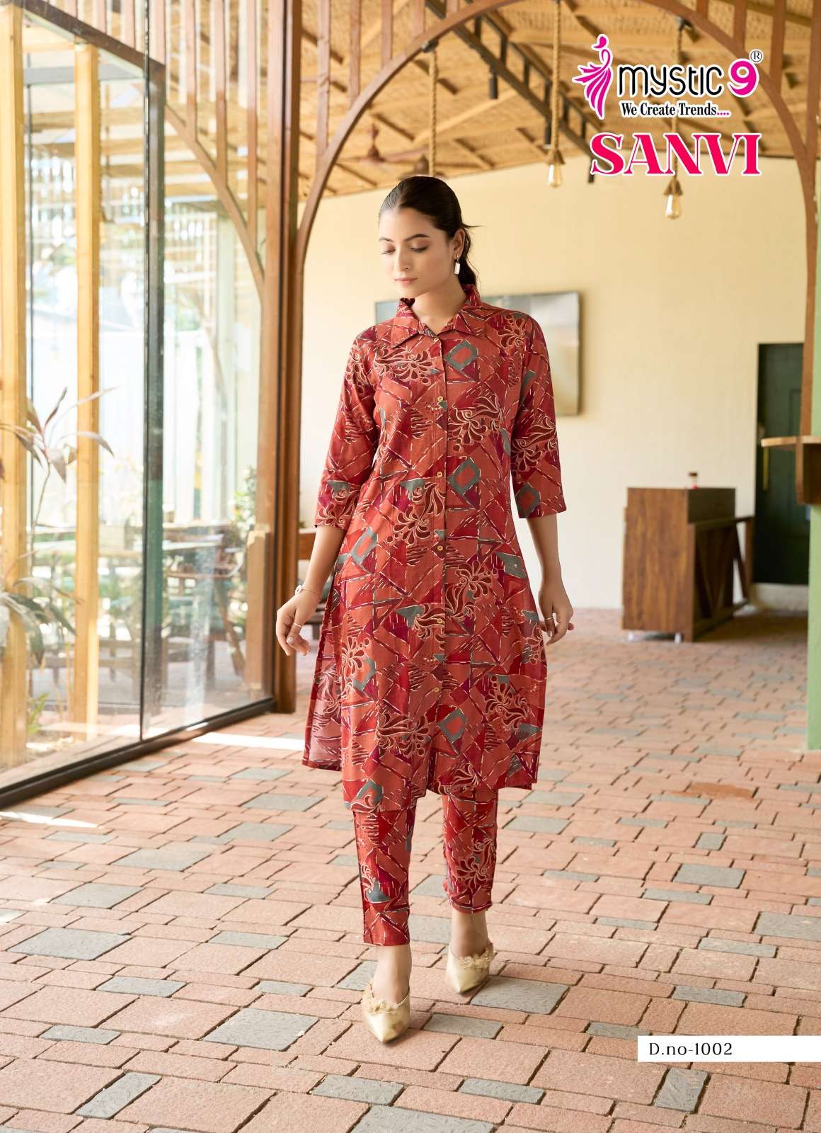 MYSTIC 9 SANVI VOL 1 VISCOSE FOIL PRINT FANCY KURTI WITH PANT PAIR