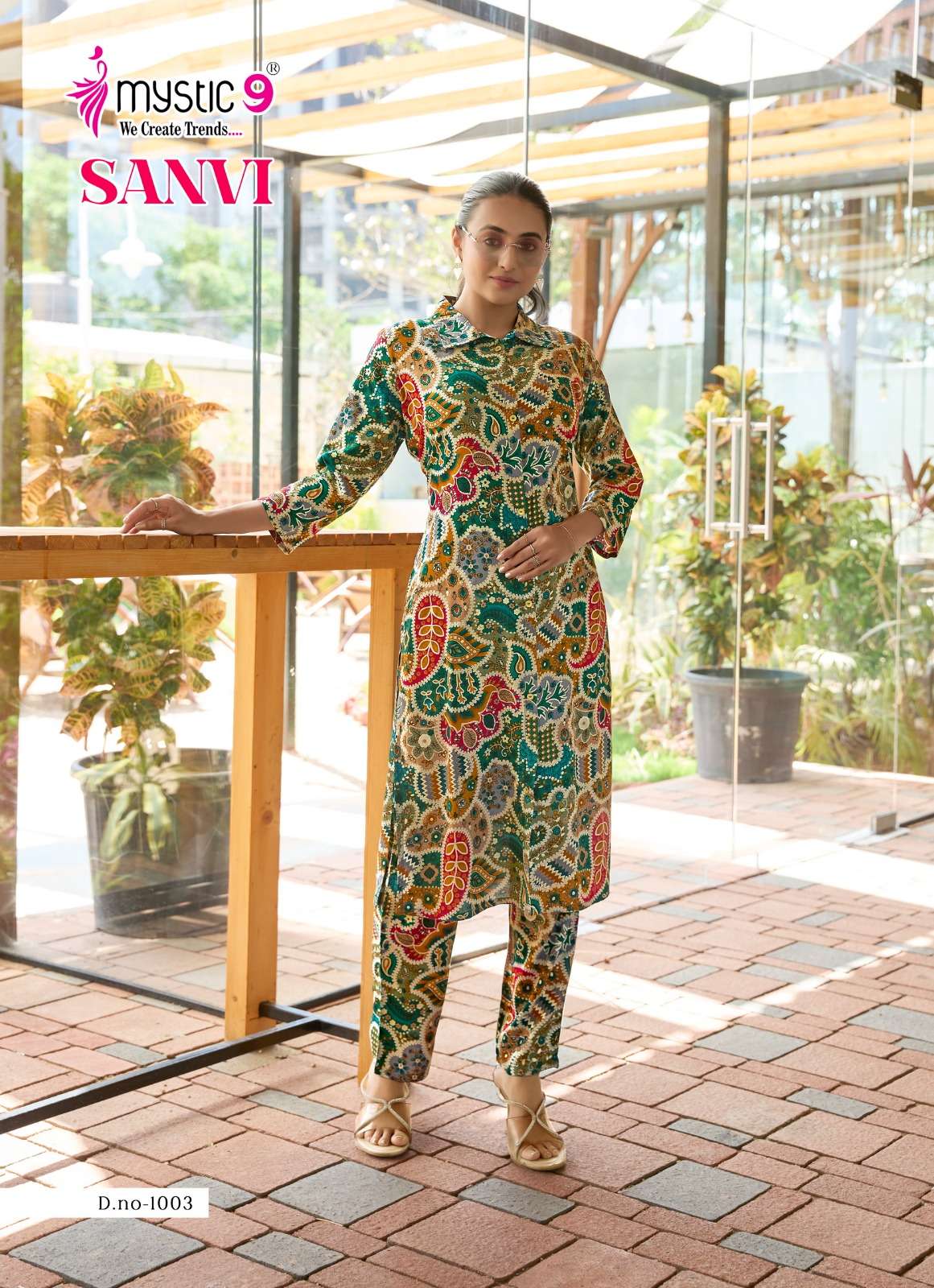 MYSTIC 9 SANVI VOL 1 VISCOSE FOIL PRINT FANCY KURTI WITH PANT PAIR