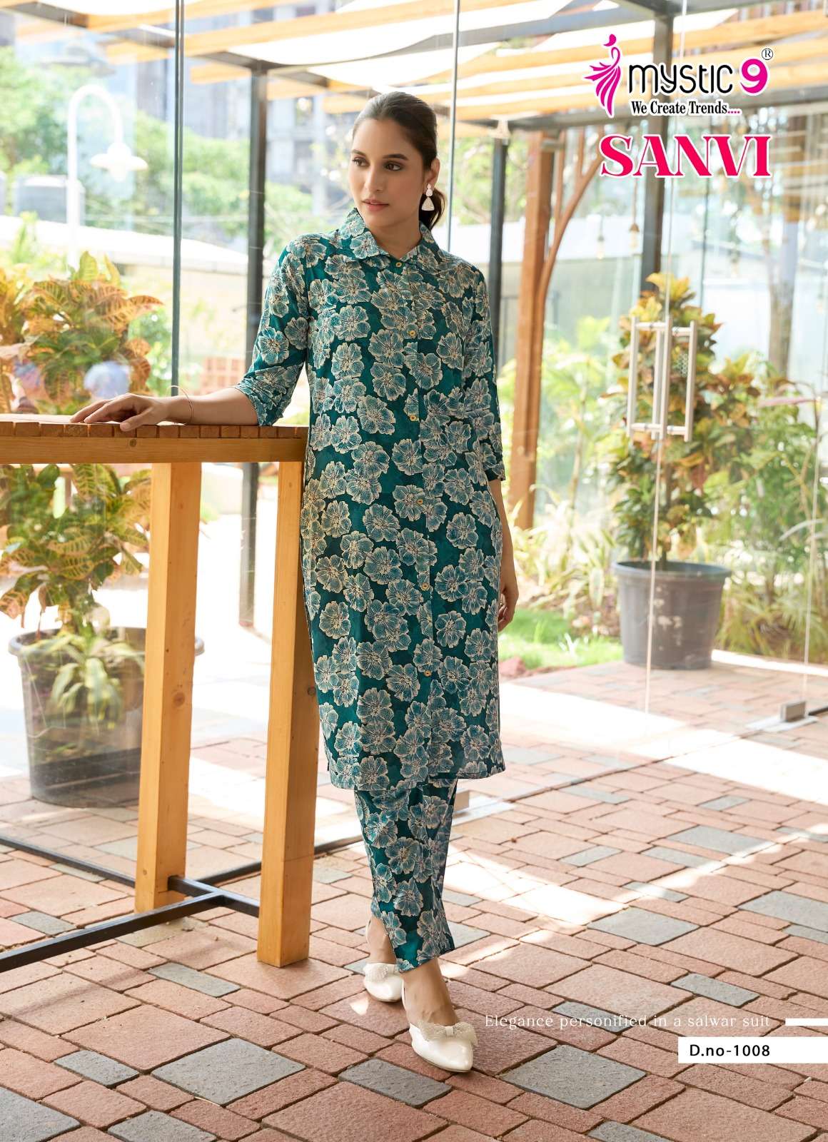 MYSTIC 9 SANVI VOL 1 VISCOSE FOIL PRINT FANCY KURTI WITH PANT PAIR