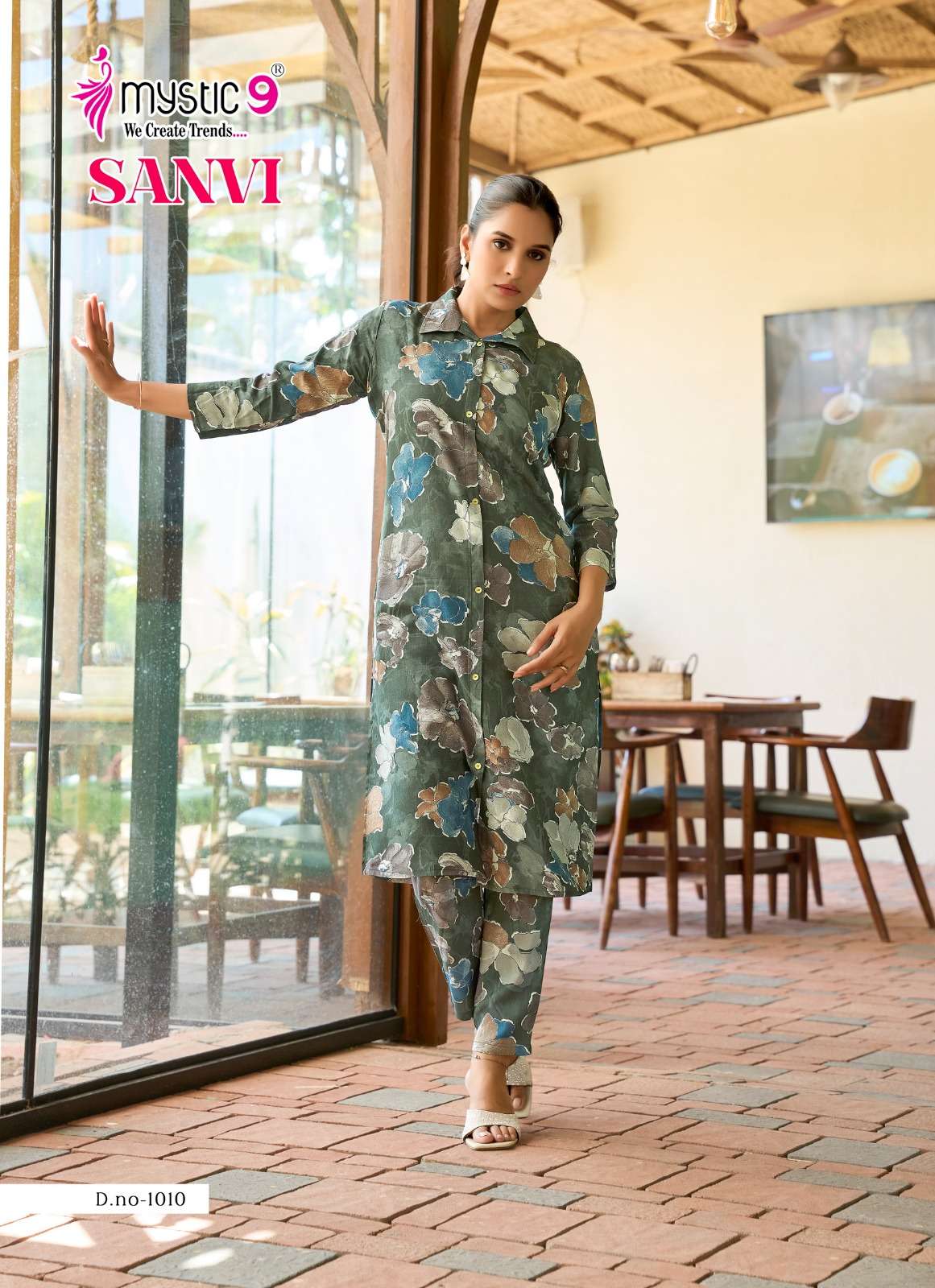 MYSTIC 9 SANVI VOL 1 VISCOSE FOIL PRINT FANCY KURTI WITH PANT PAIR