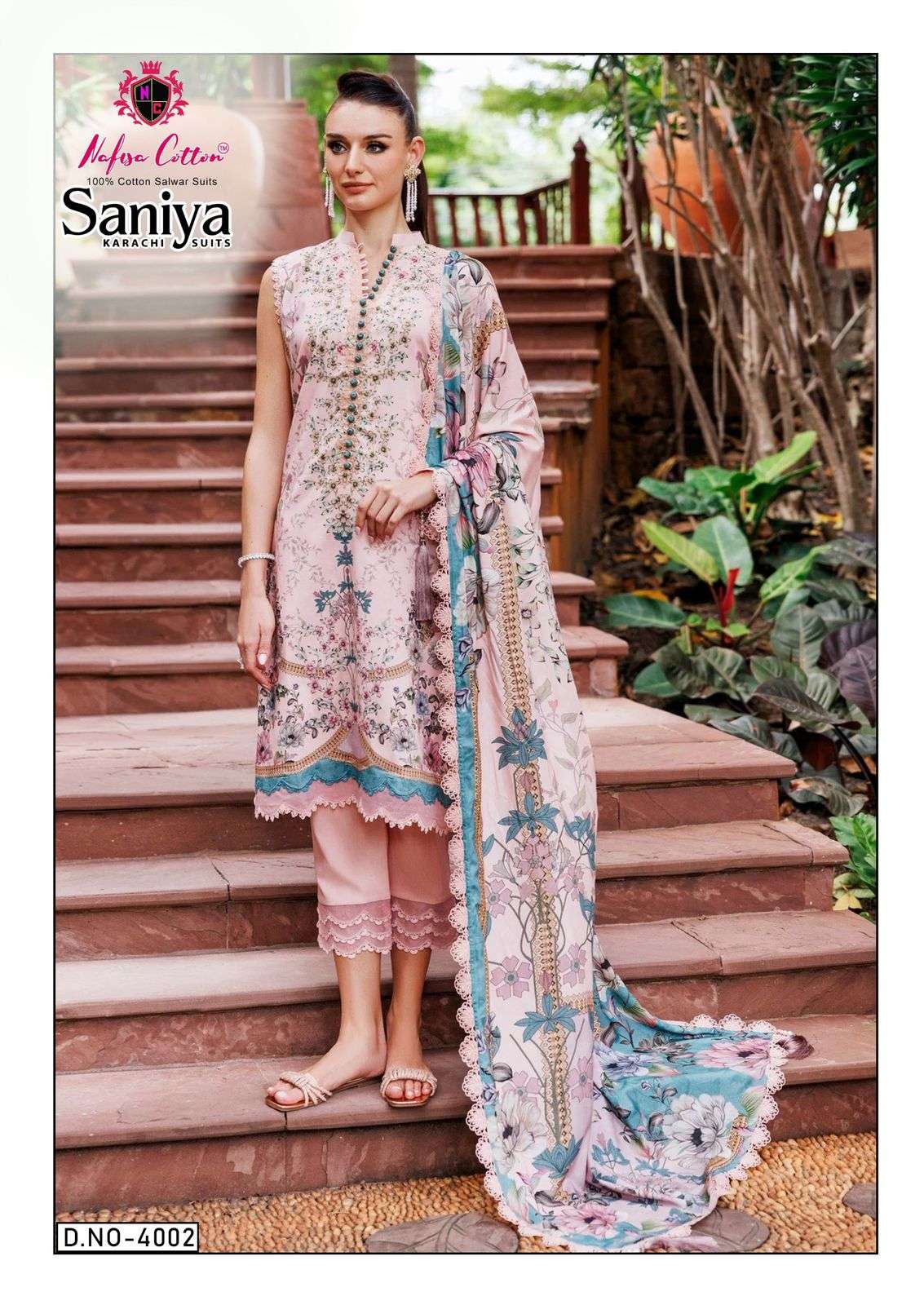 NAFISA COTTON SANIYA KARACHI SUITS VOL 4 COTTON DIGITAL PRINTS SUIT