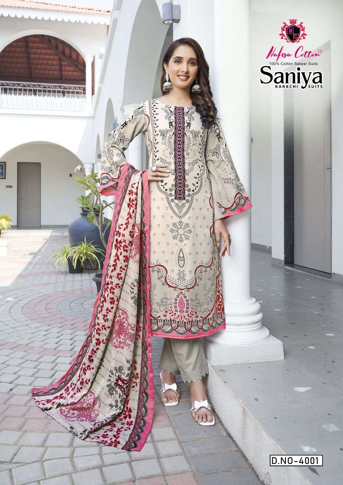 NAFISA COTTON SANIYA KARACHI SUITS VOL 4 COTTON DIGITAL PRINTS SUIT
