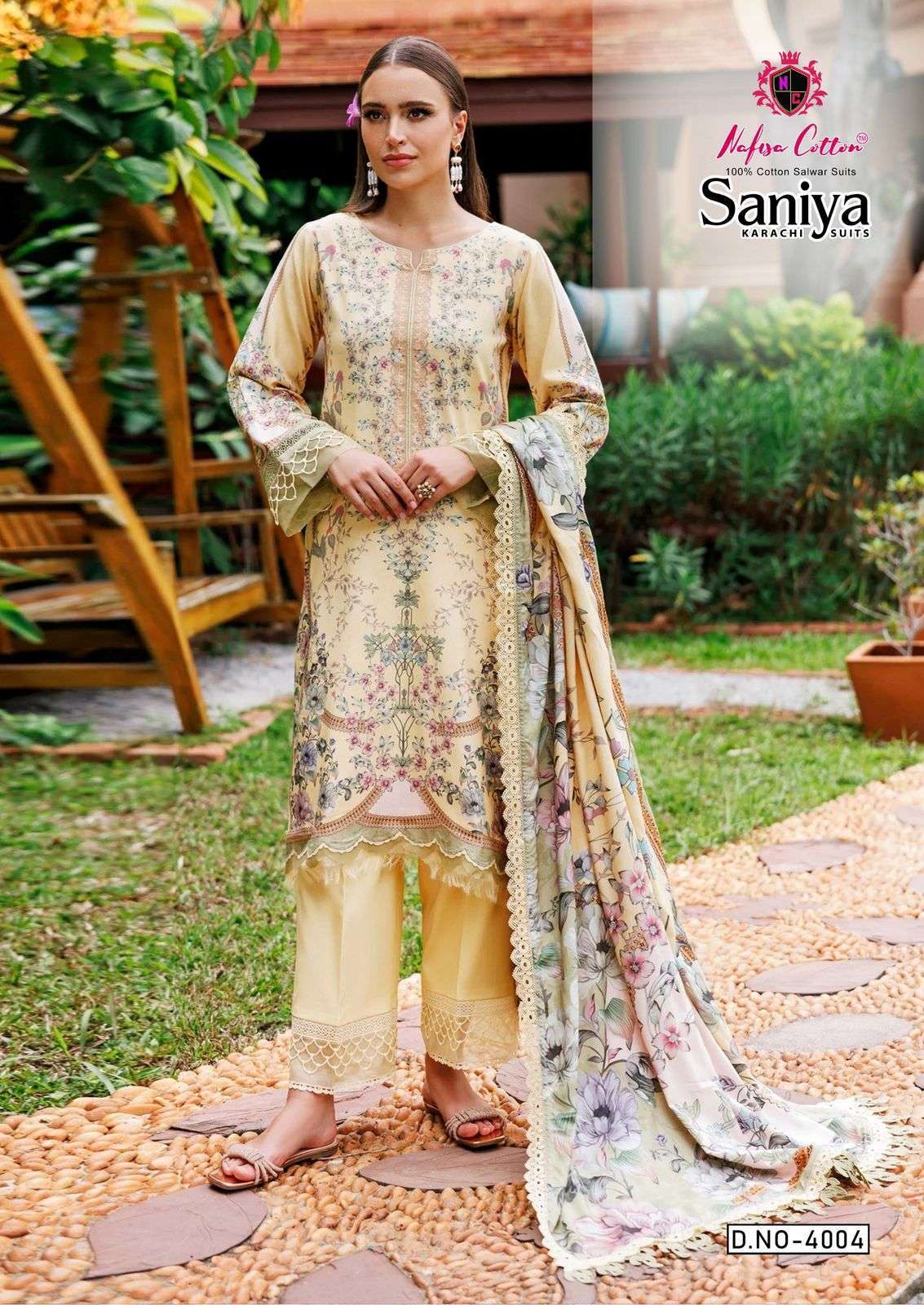 NAFISA COTTON SANIYA KARACHI SUITS VOL 4 COTTON DIGITAL PRINTS SUIT