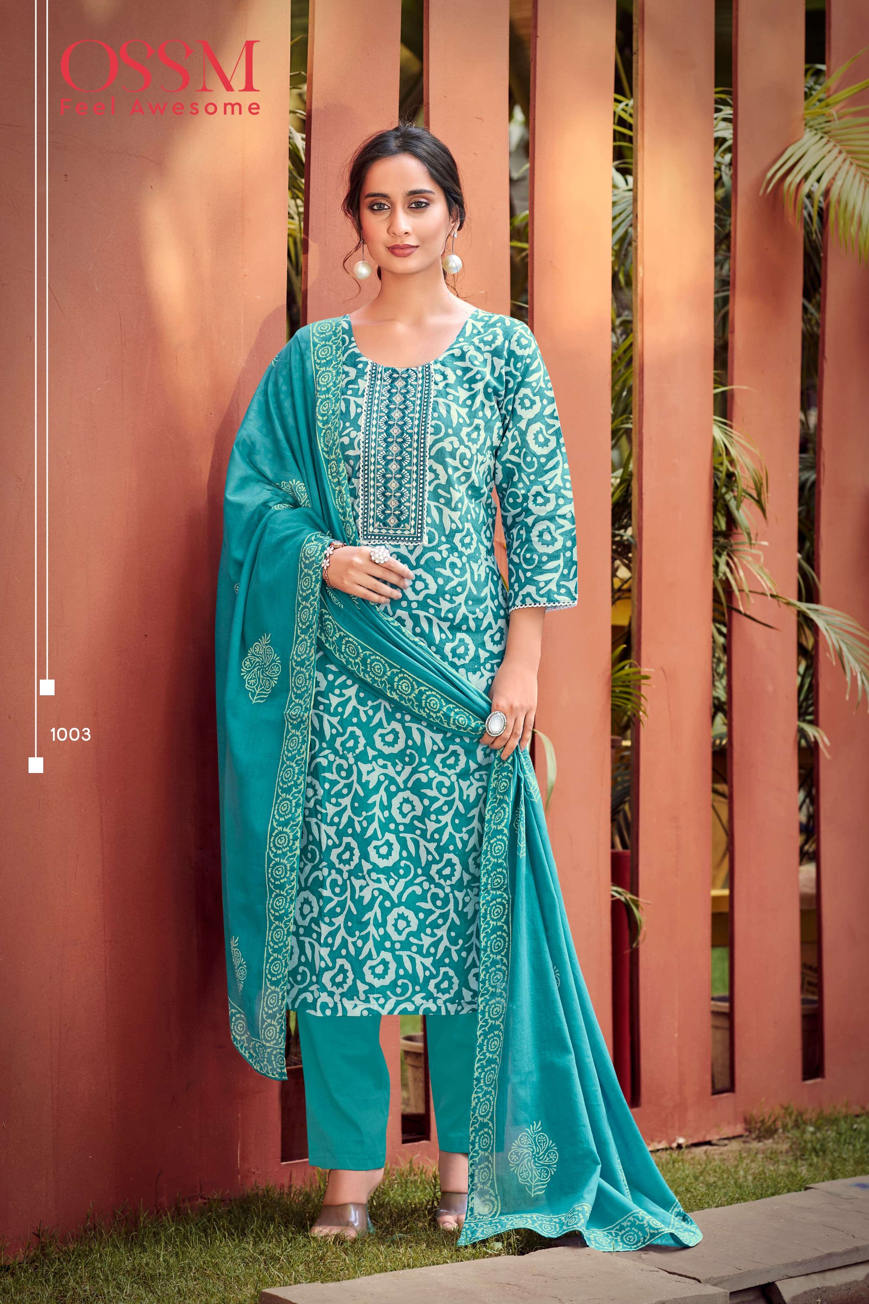 OSSM BATIK VOL 5 COTTON BATIK PRINT FANCY KURTI COMBO SET