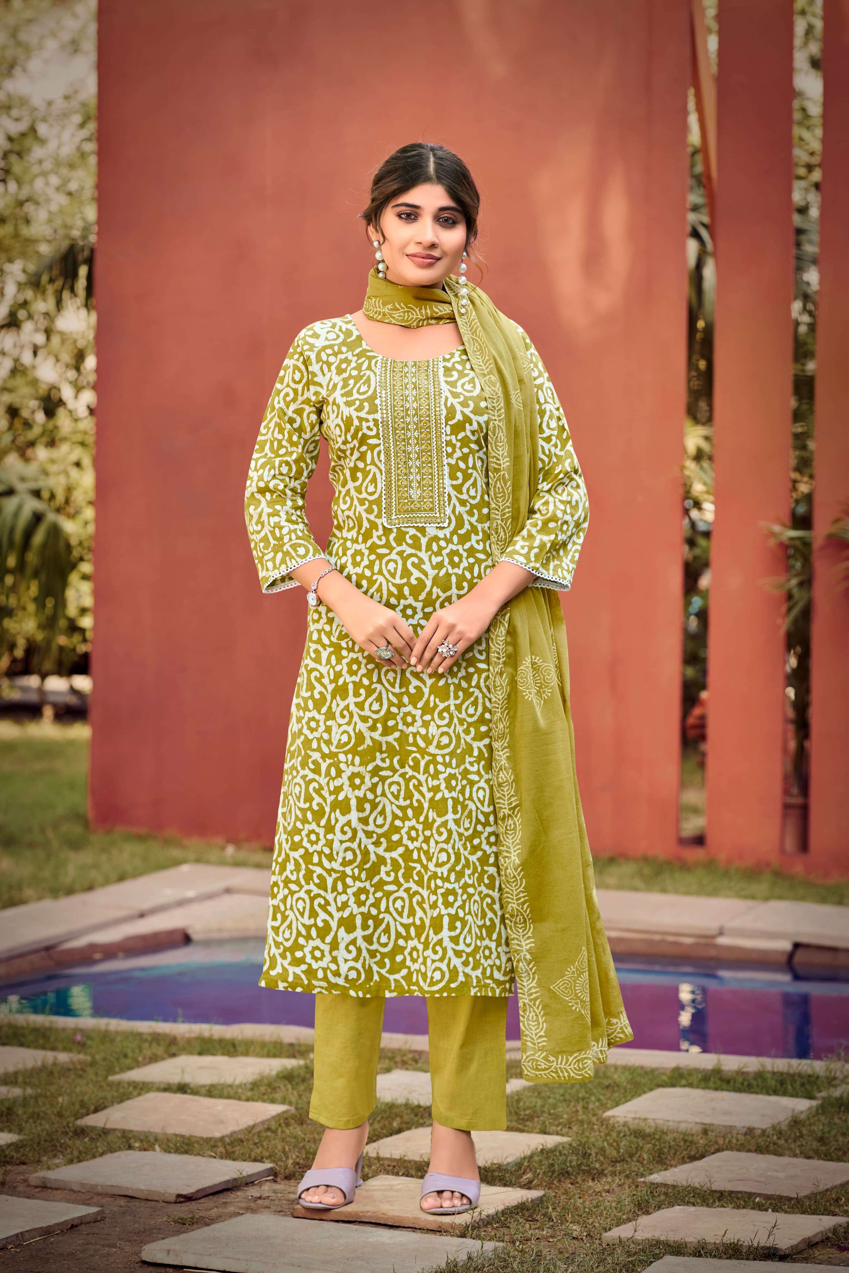 OSSM BATIK VOL 5 COTTON BATIK PRINT FANCY KURTI COMBO SET