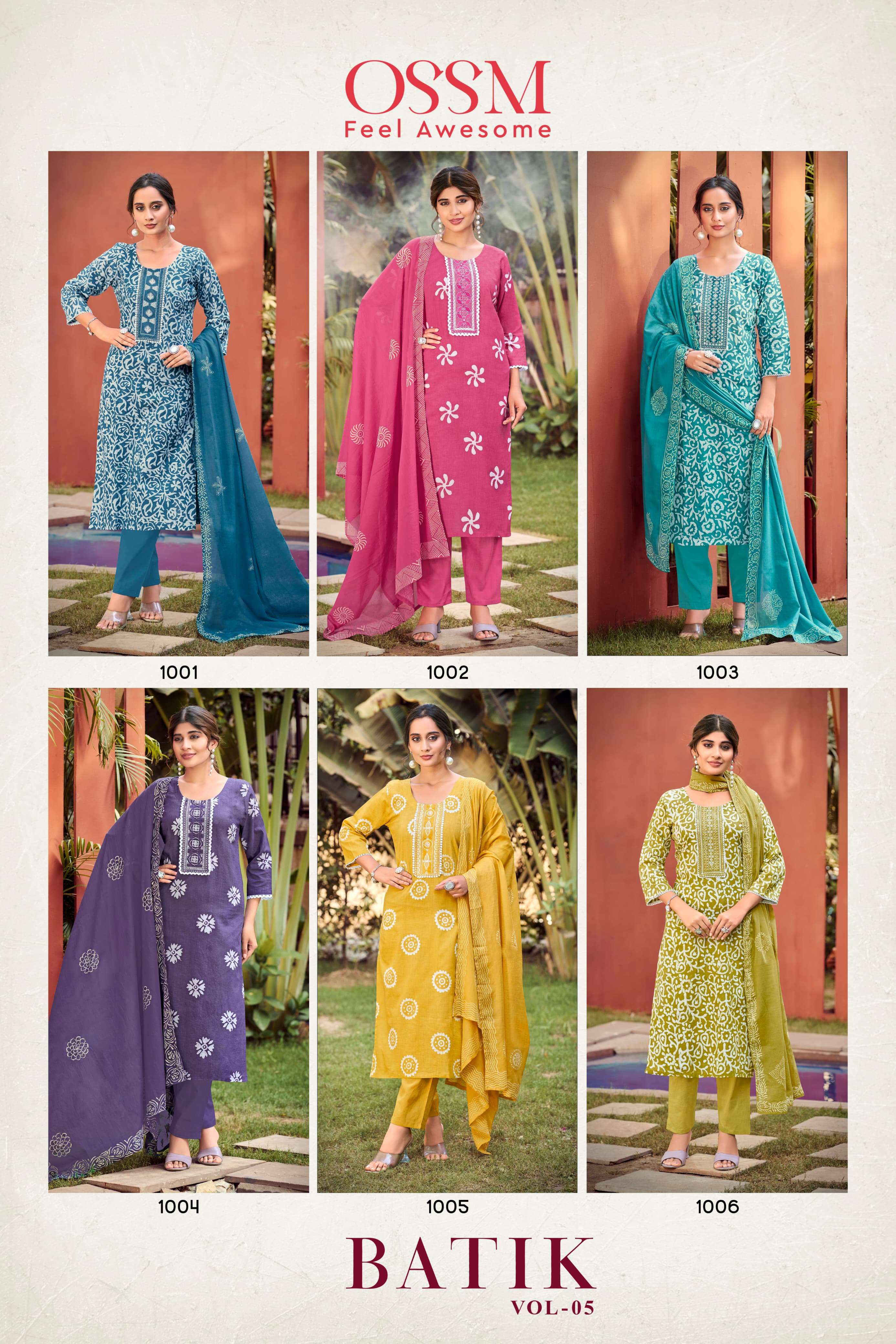 OSSM BATIK VOL 5 COTTON BATIK PRINT FANCY KURTI COMBO SET