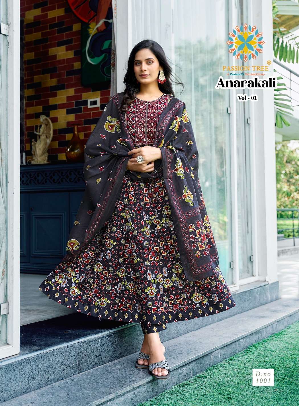 PASSION TREE ANARKALI VOL 1 COTTON PRINT WITH FANCY WORK KURTI COMBO SET