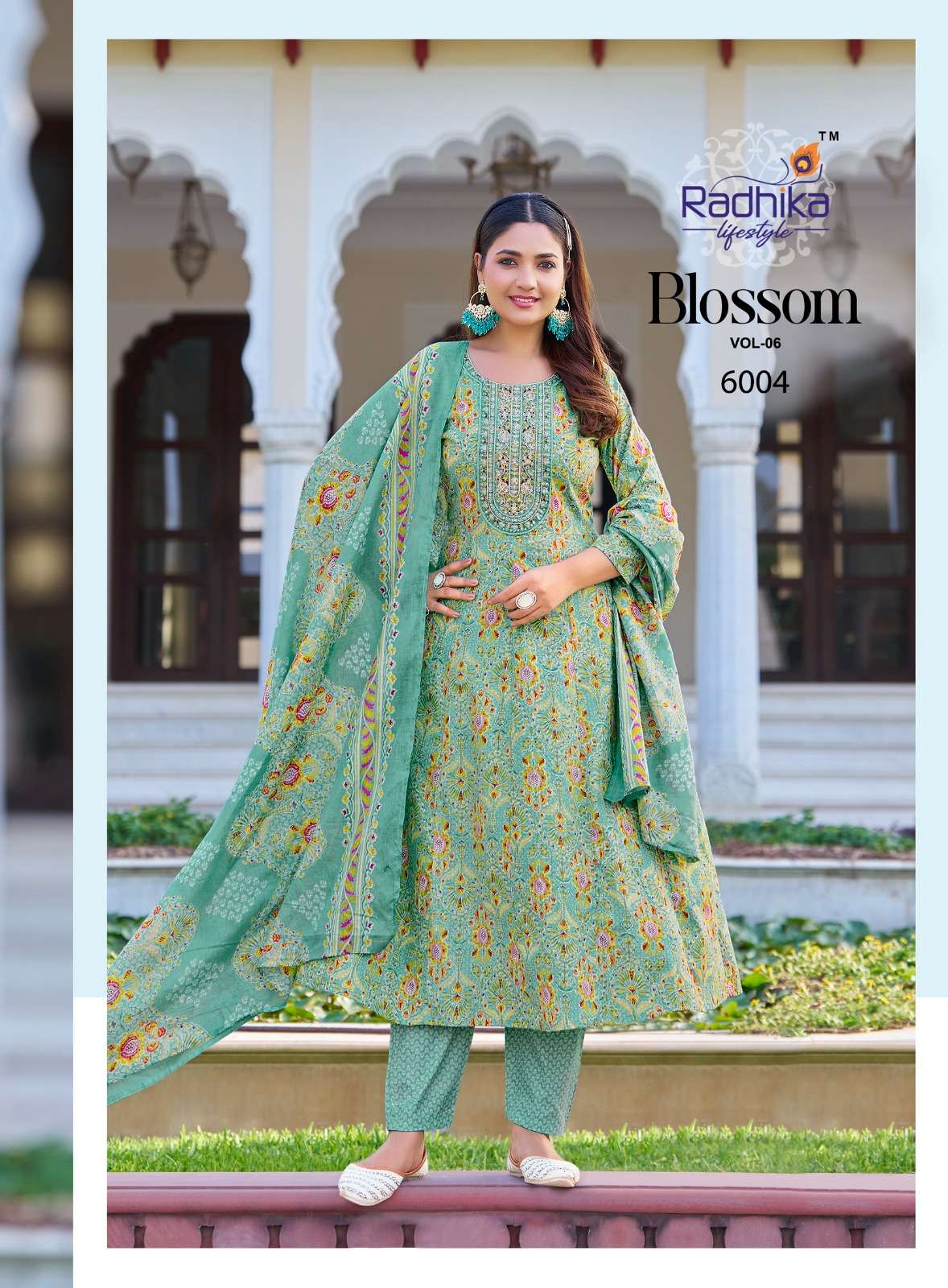 RADHIKA LIFESTYLE BLOSSOM VOL 6 COTTON PRINT FANCY NAIRA STYLE KURTI COMBO SET