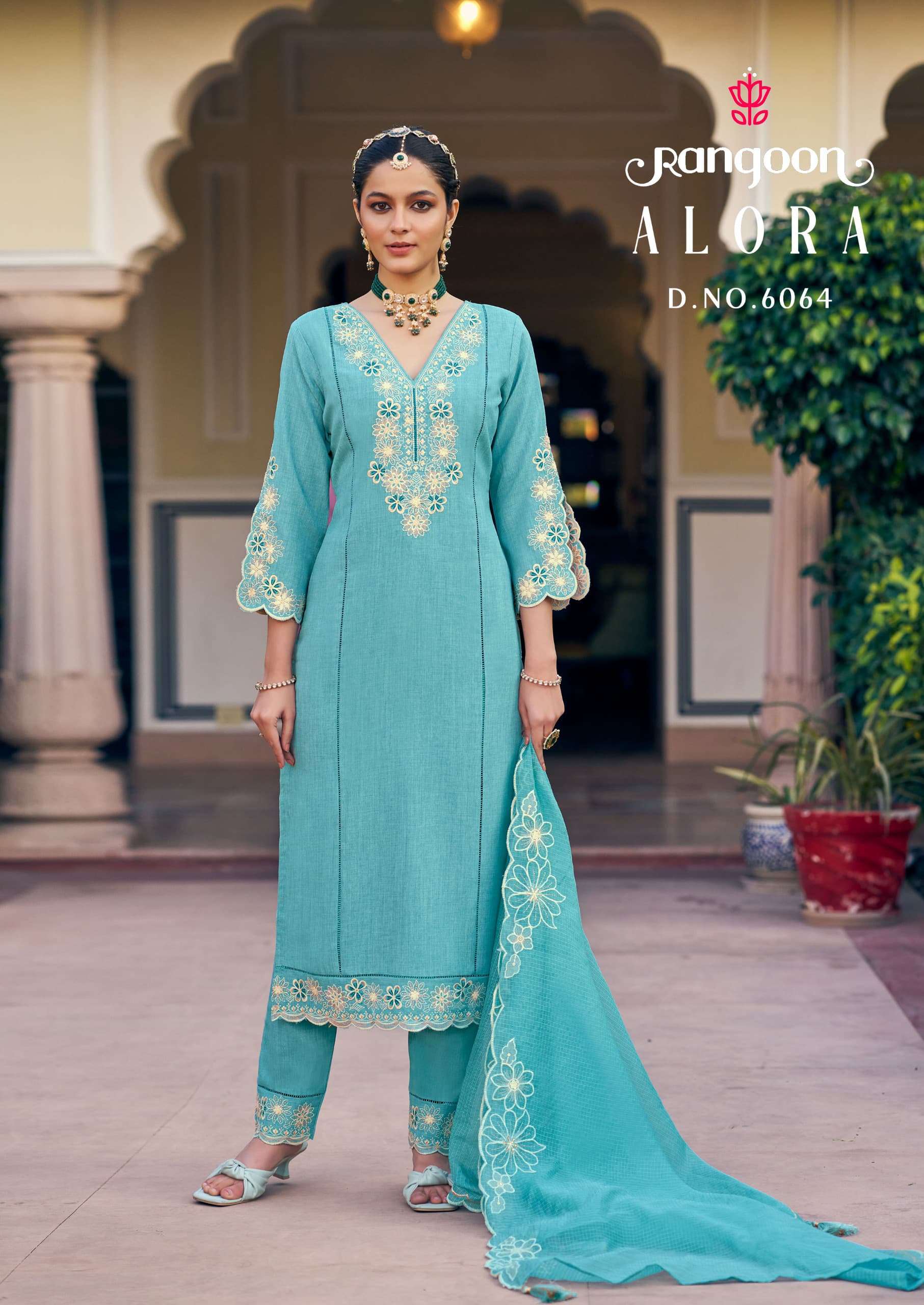 RANGOON ALORA COTTON FANCY WORKS LADIES KURTI COMBO SET