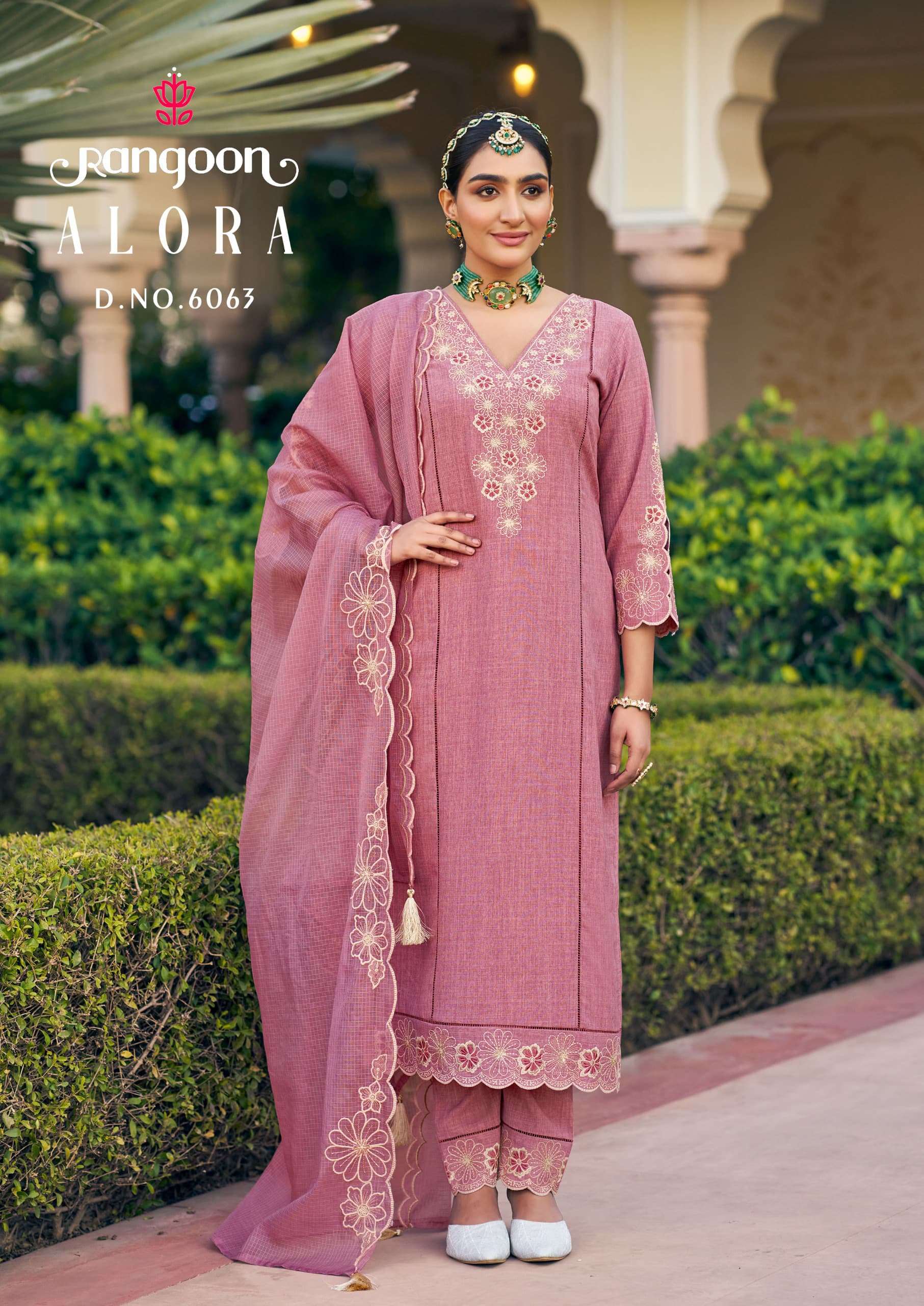 RANGOON ALORA COTTON FANCY WORKS LADIES KURTI COMBO SET