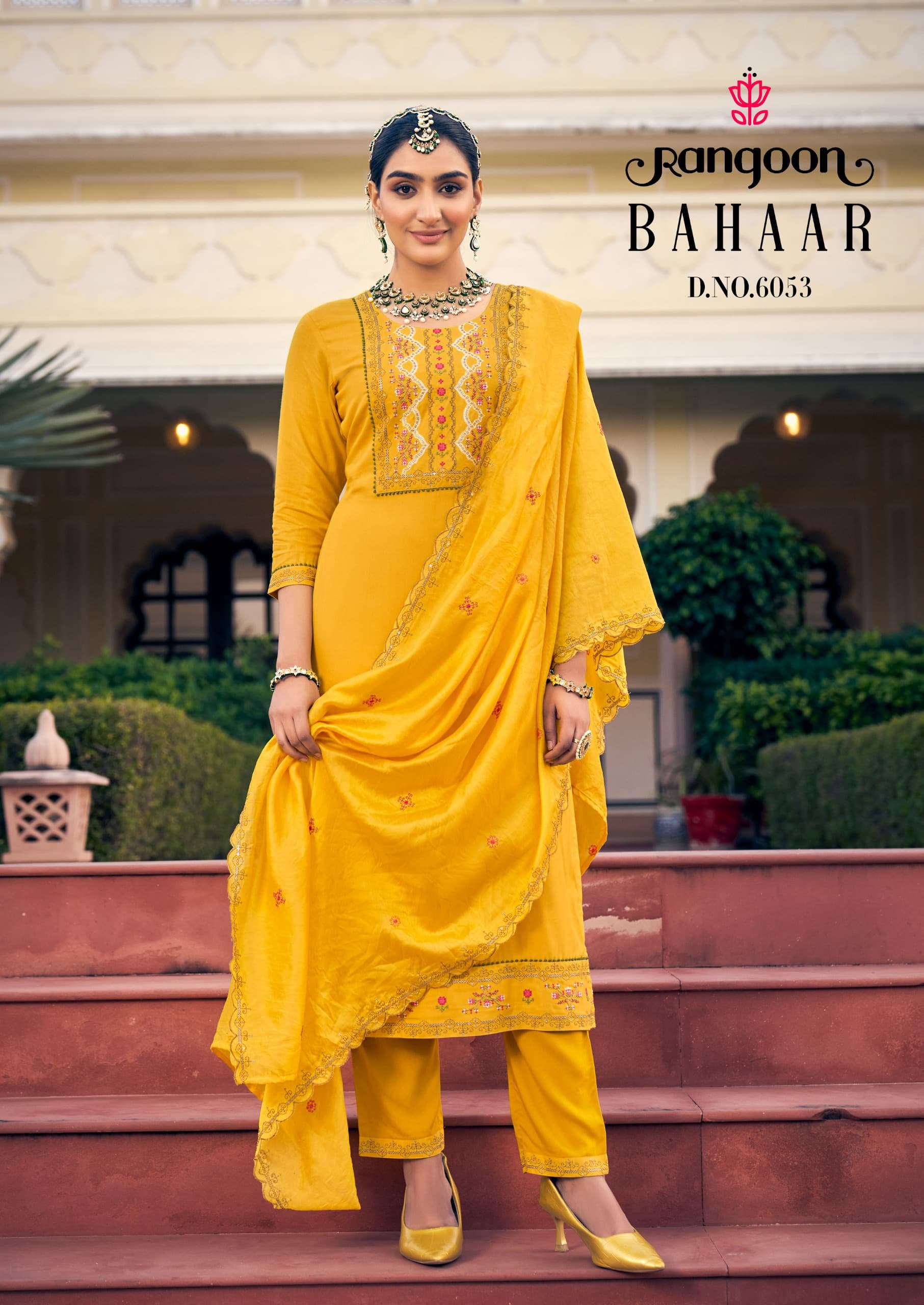 RANGOON BAHAR RAYON FANCY WORKS LADIES KURTI COMBO SET 