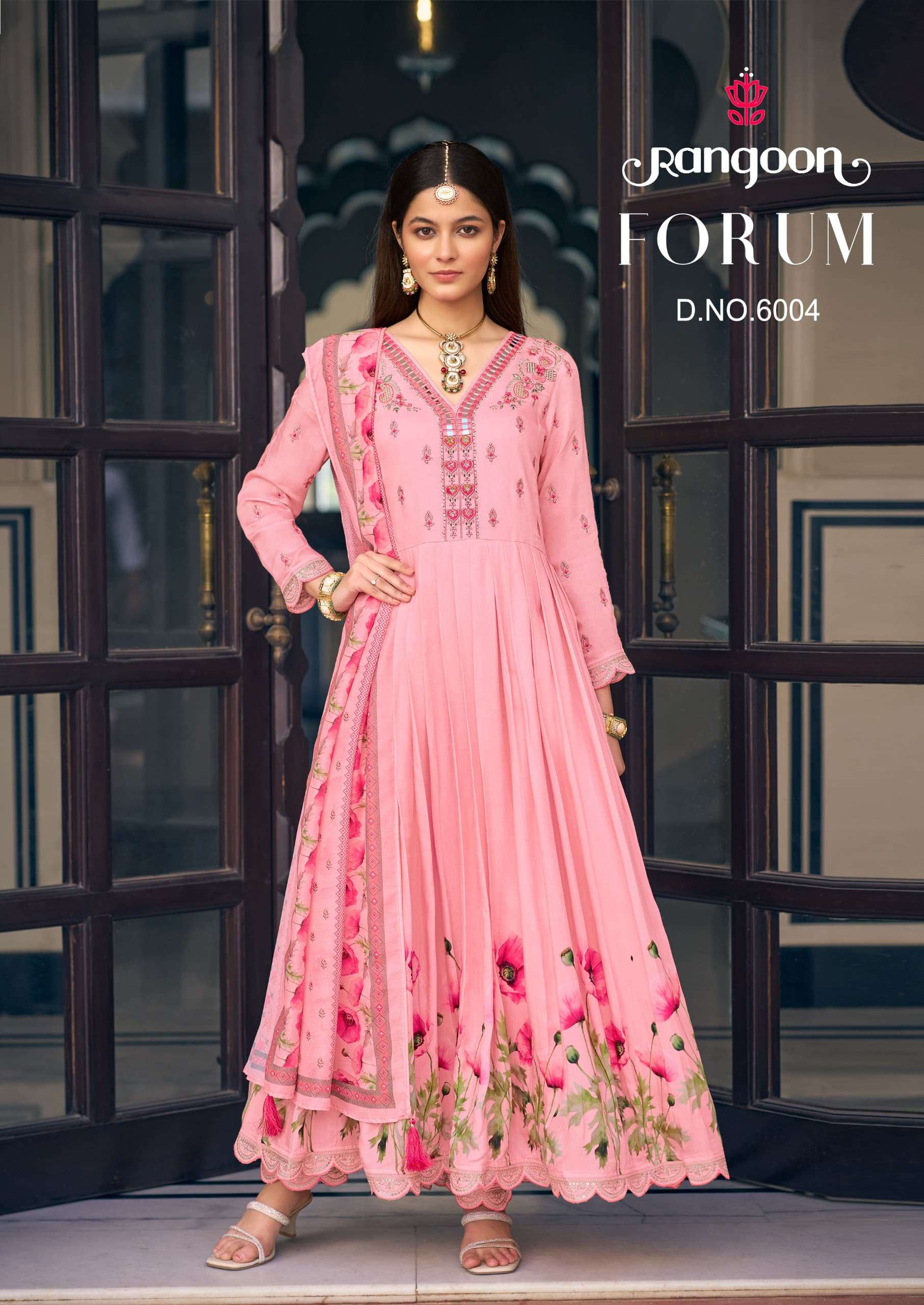 RANGOON FORUM MUSLIN DESIGNER FANCY ANARKALI STYLE LADIES SUIT