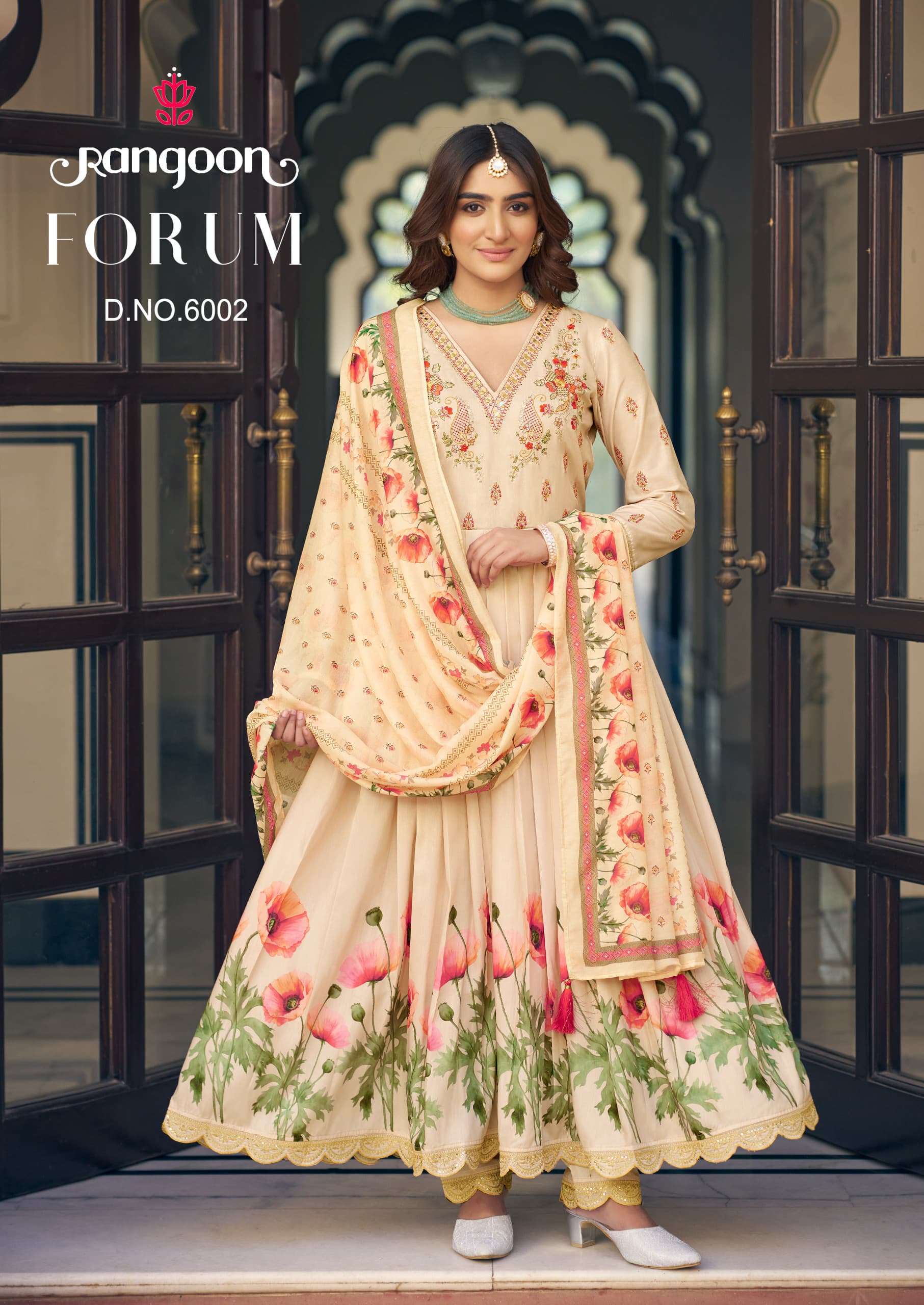 RANGOON FORUM MUSLIN DESIGNER FANCY ANARKALI STYLE LADIES SUIT