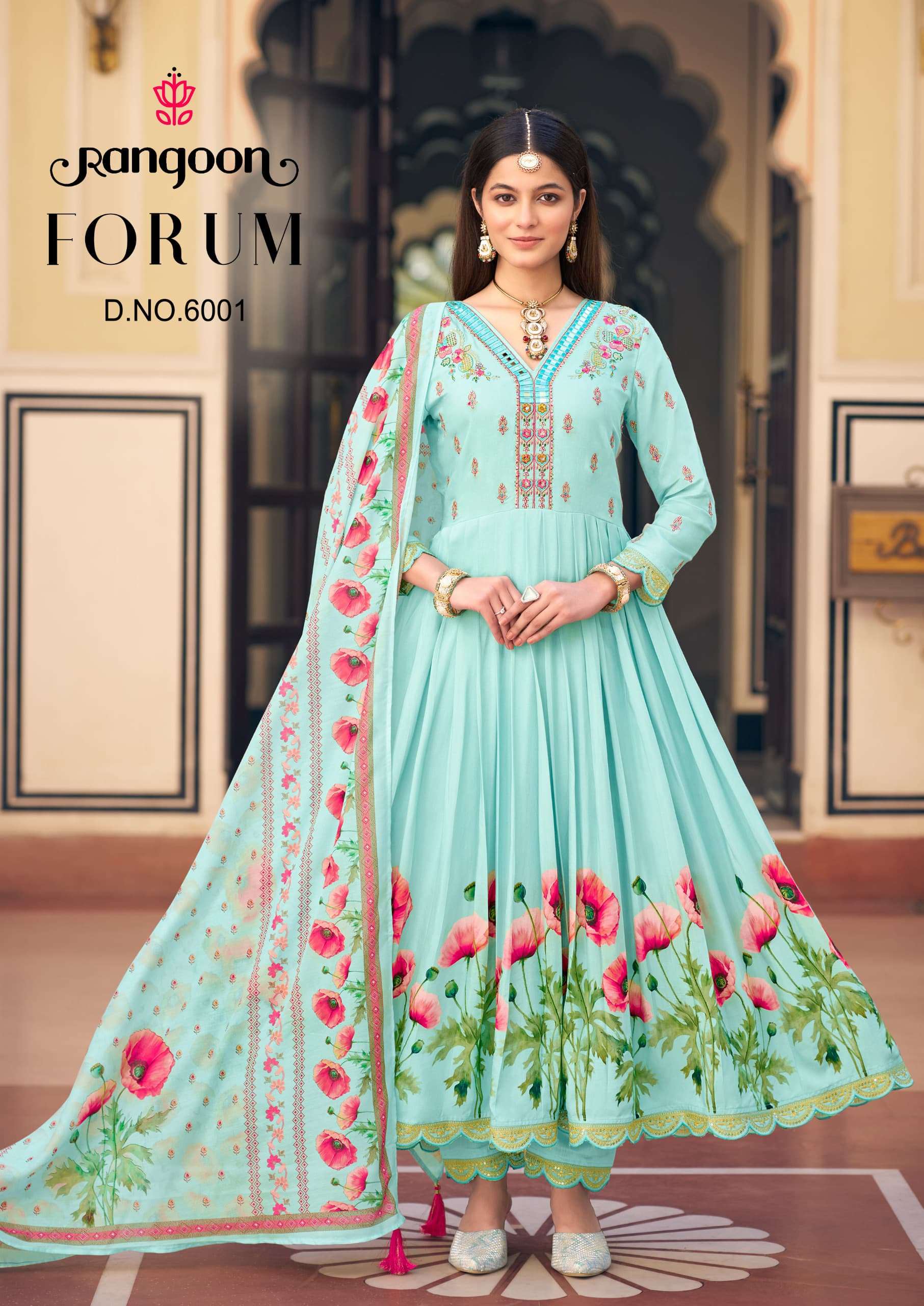 RANGOON FORUM MUSLIN DESIGNER FANCY ANARKALI STYLE LADIES SUIT