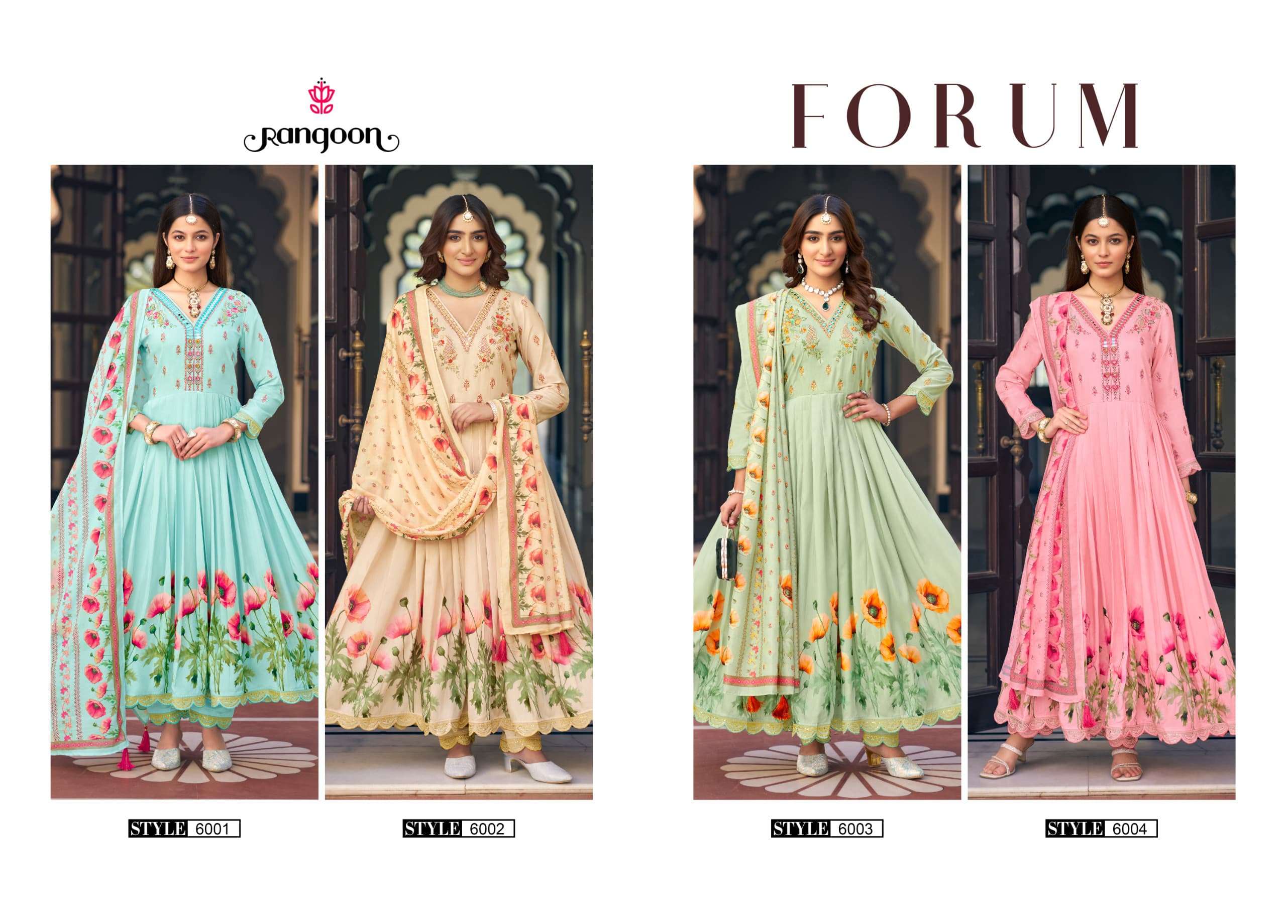 RANGOON FORUM MUSLIN DESIGNER FANCY ANARKALI STYLE LADIES SUIT
