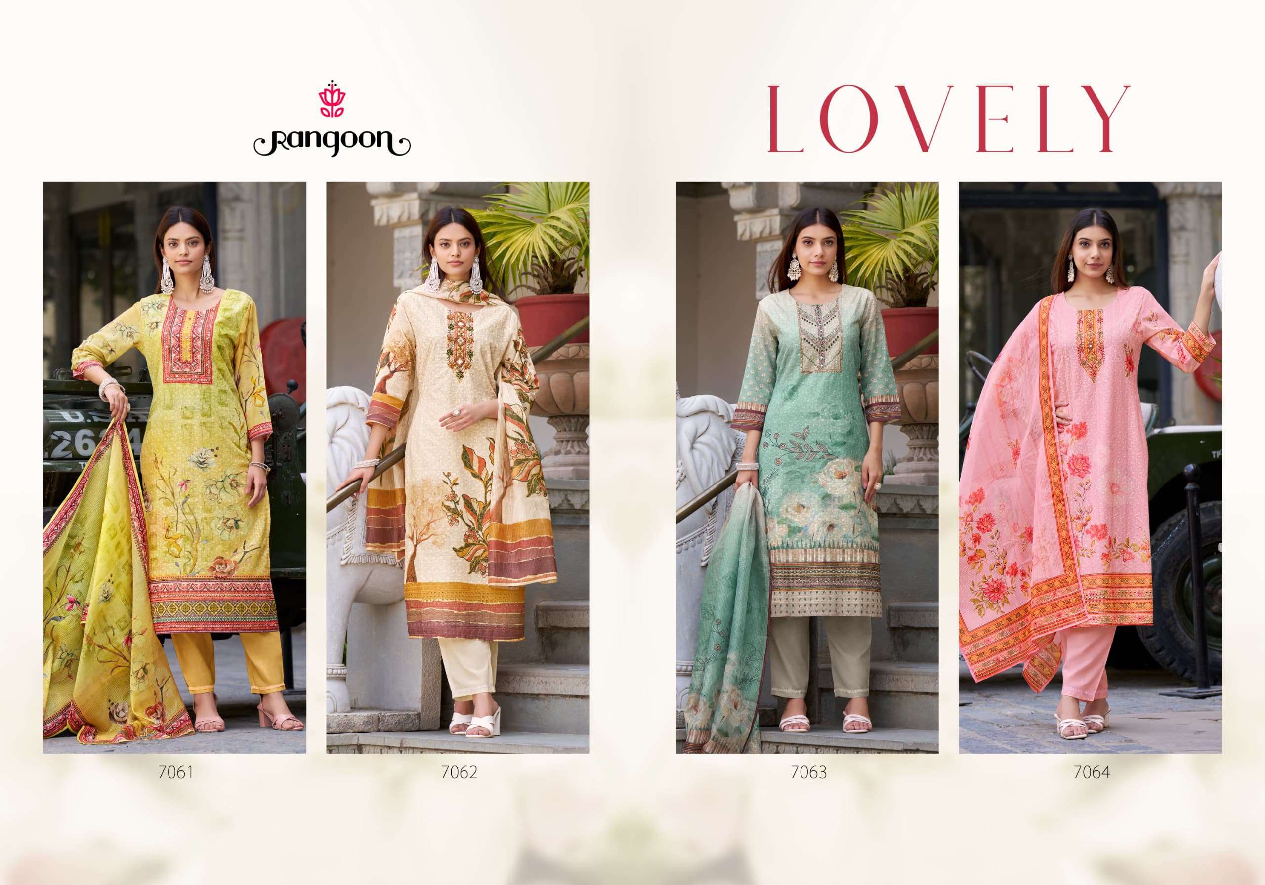 RANGOON LOVELY COTTON SCHIFFLI DESIGNER WORK LADIES KURTI COMBO SET