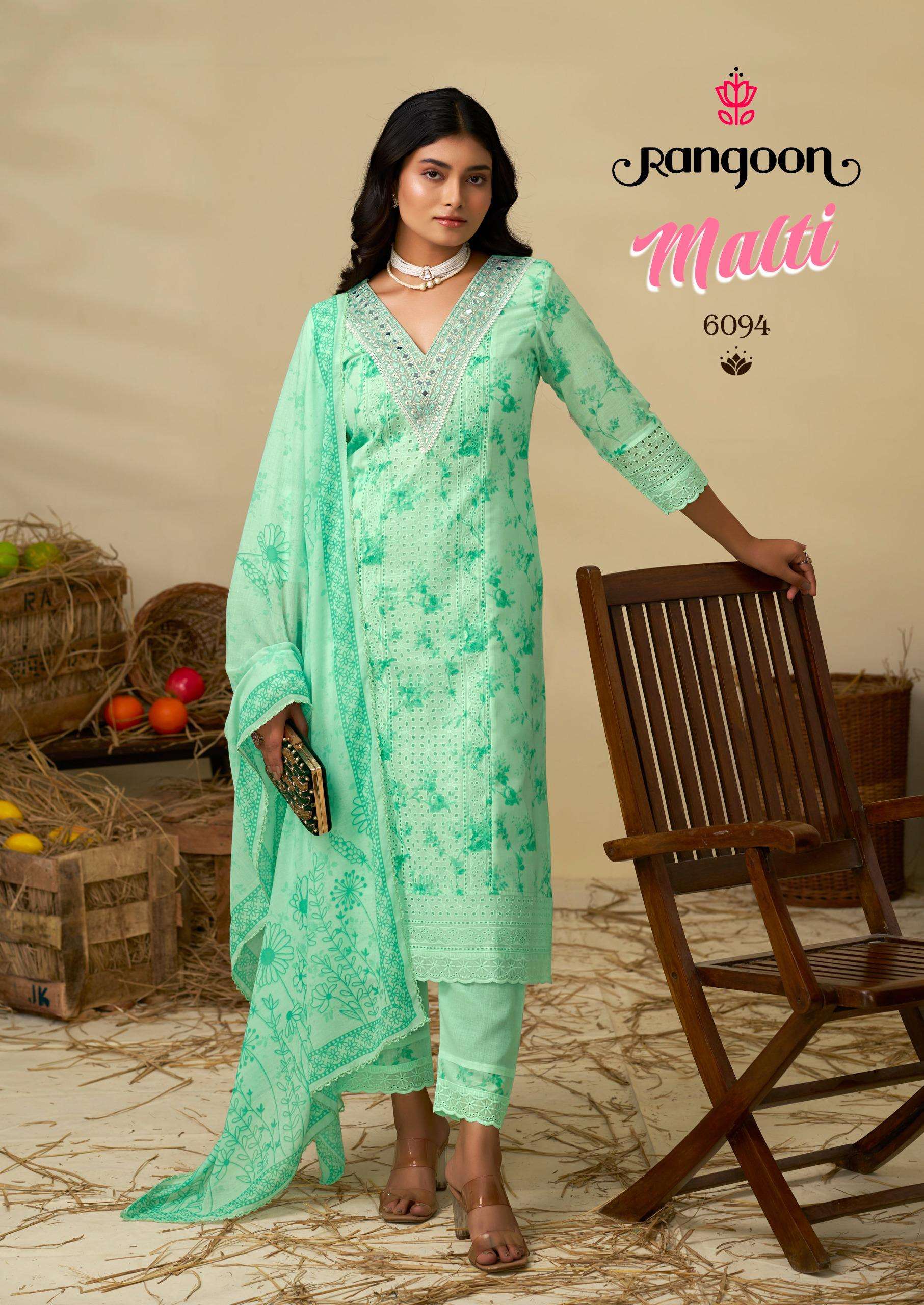 RANGOON  MALTI SCHIFLI COTTON WITH DESIGNER WORK LADIES SUIT