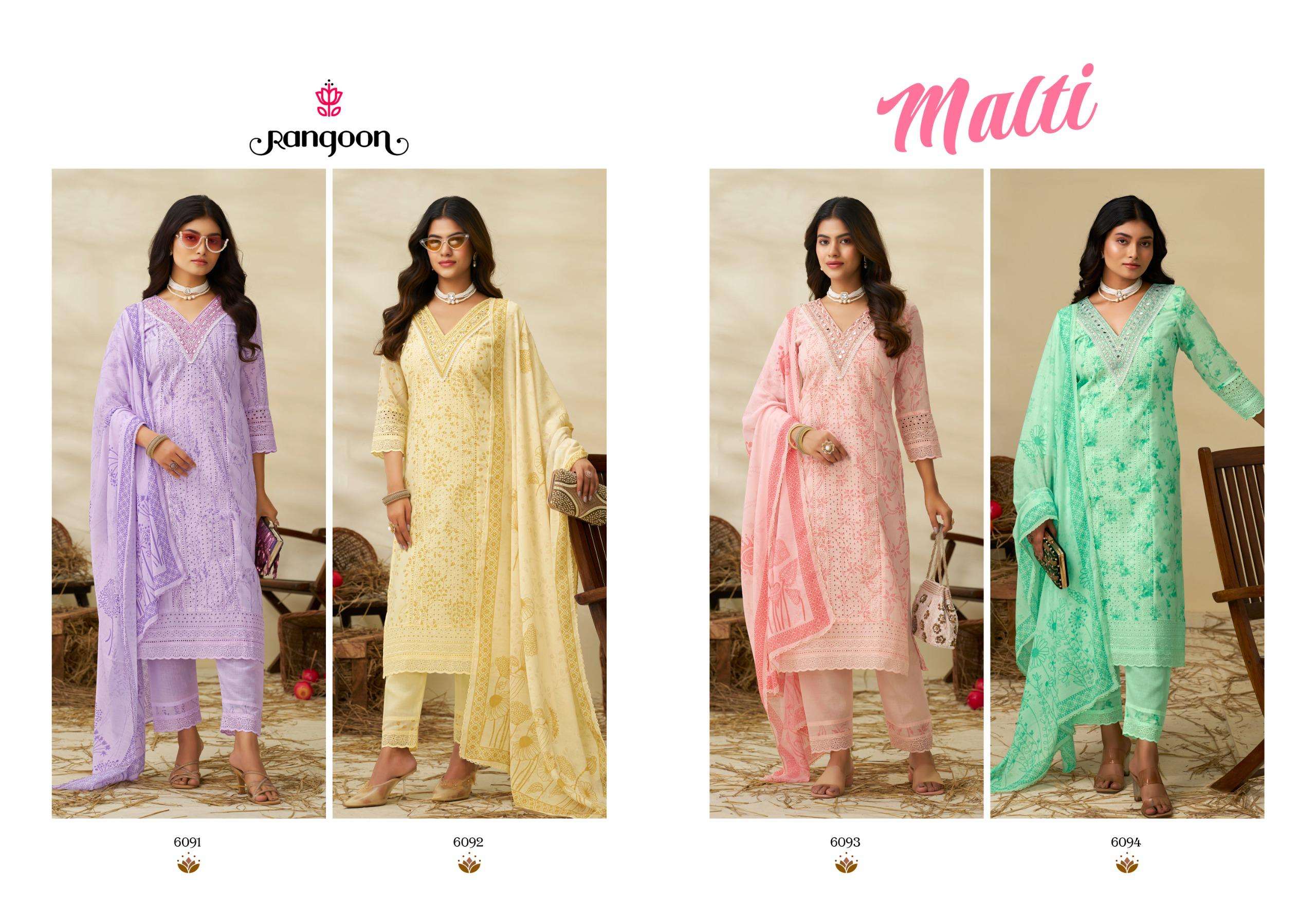 RANGOON  MALTI SCHIFLI COTTON WITH DESIGNER WORK LADIES SUIT