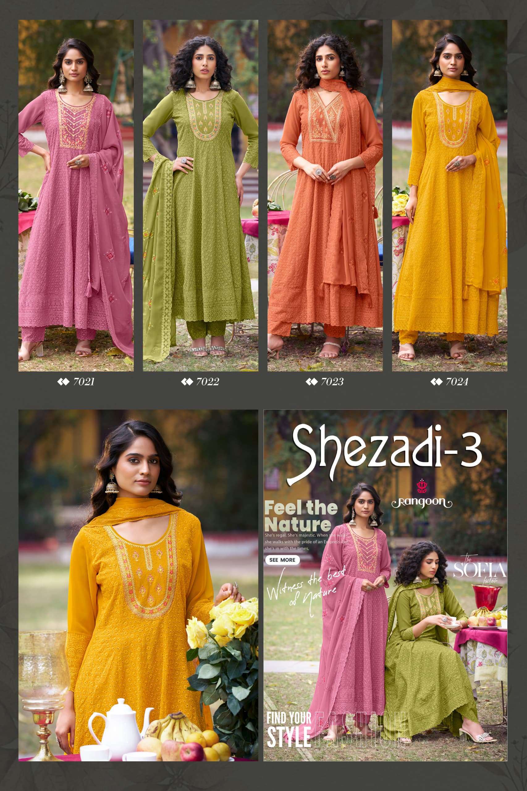 RANGOON SHEZADI VOL 3 GEORGETTE FANCY SCHIFLI DESIGNER ANARKALI STYLE SUIT