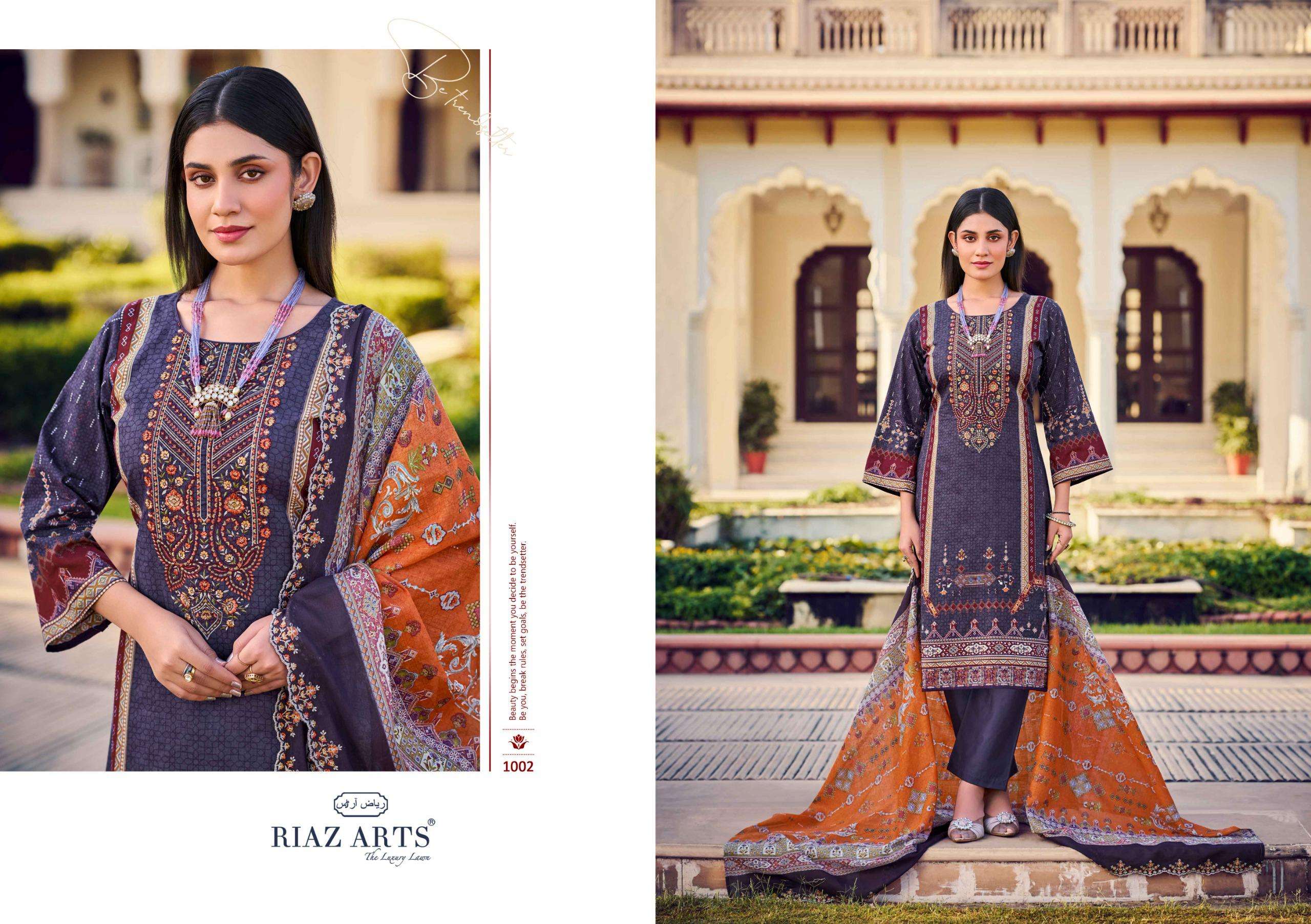 RIAZ ARTS BIN SAEED VOL 7 COTTON DIGITAL PRINTS WITH EMBROIDERY WORK SUIT