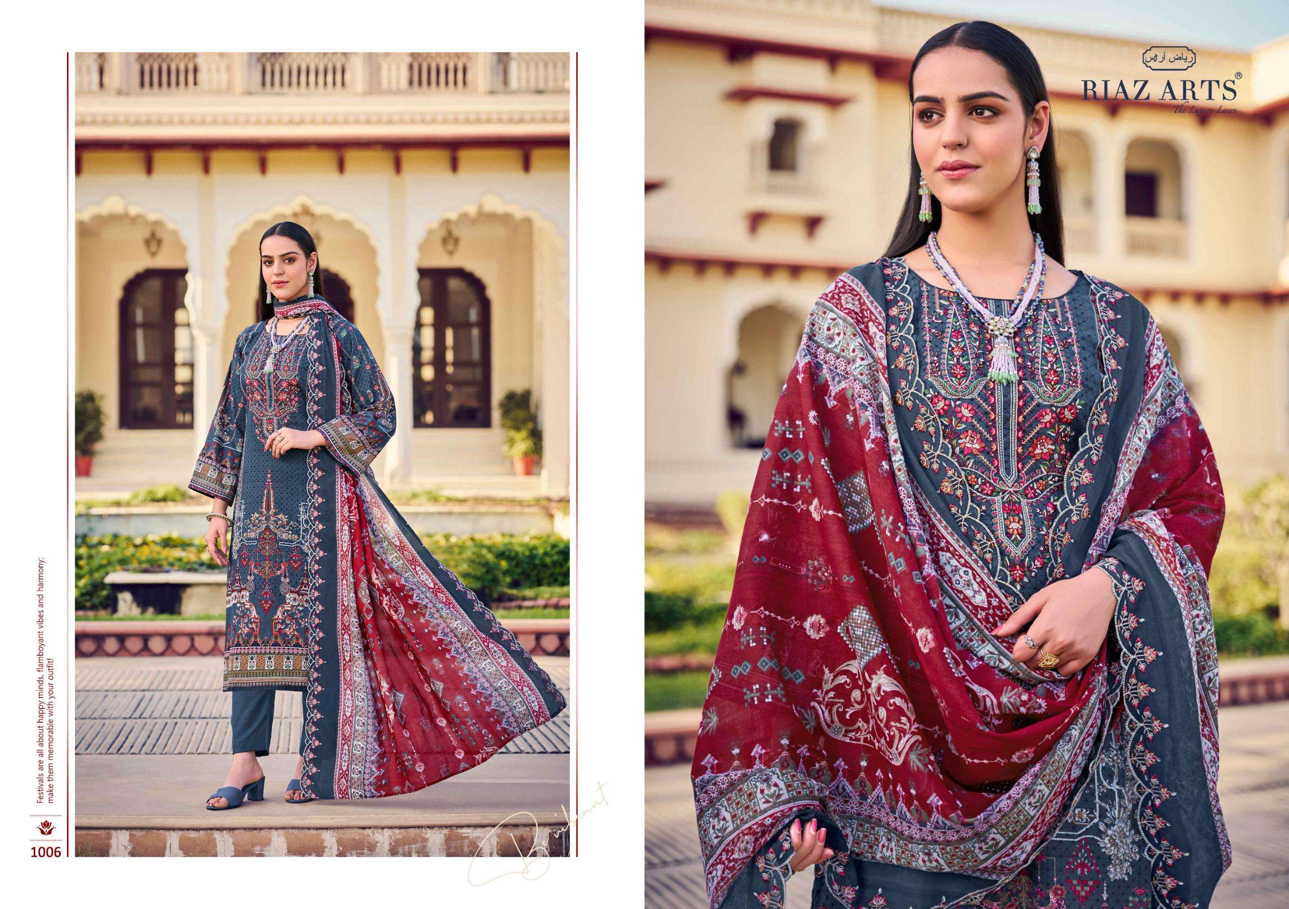 RIAZ ARTS BIN SAEED VOL 7 COTTON DIGITAL PRINTS WITH EMBROIDERY WORK SUIT
