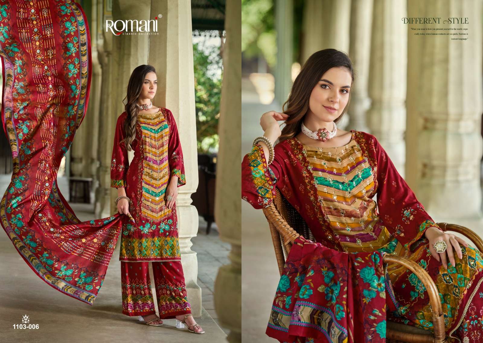 ROMANI MAHIRA COTTON DIGITAL STYLE PRINT WITH WORK SUIT