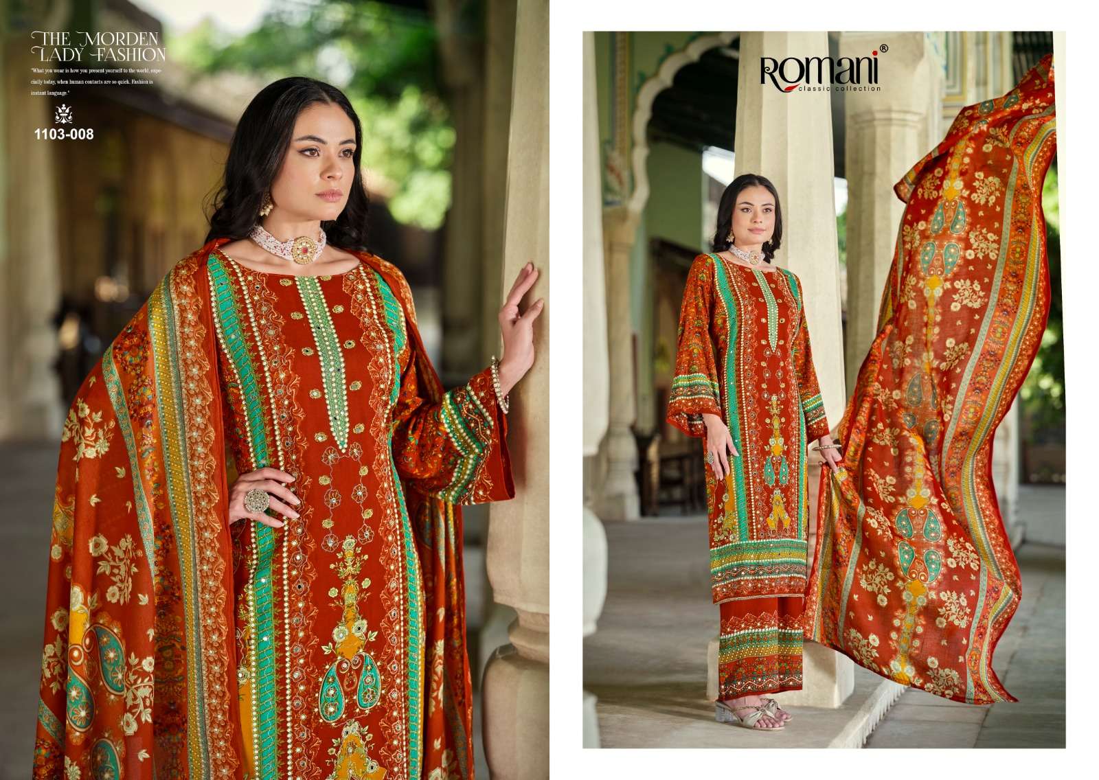 ROMANI MAHIRA COTTON DIGITAL STYLE PRINT WITH WORK SUIT