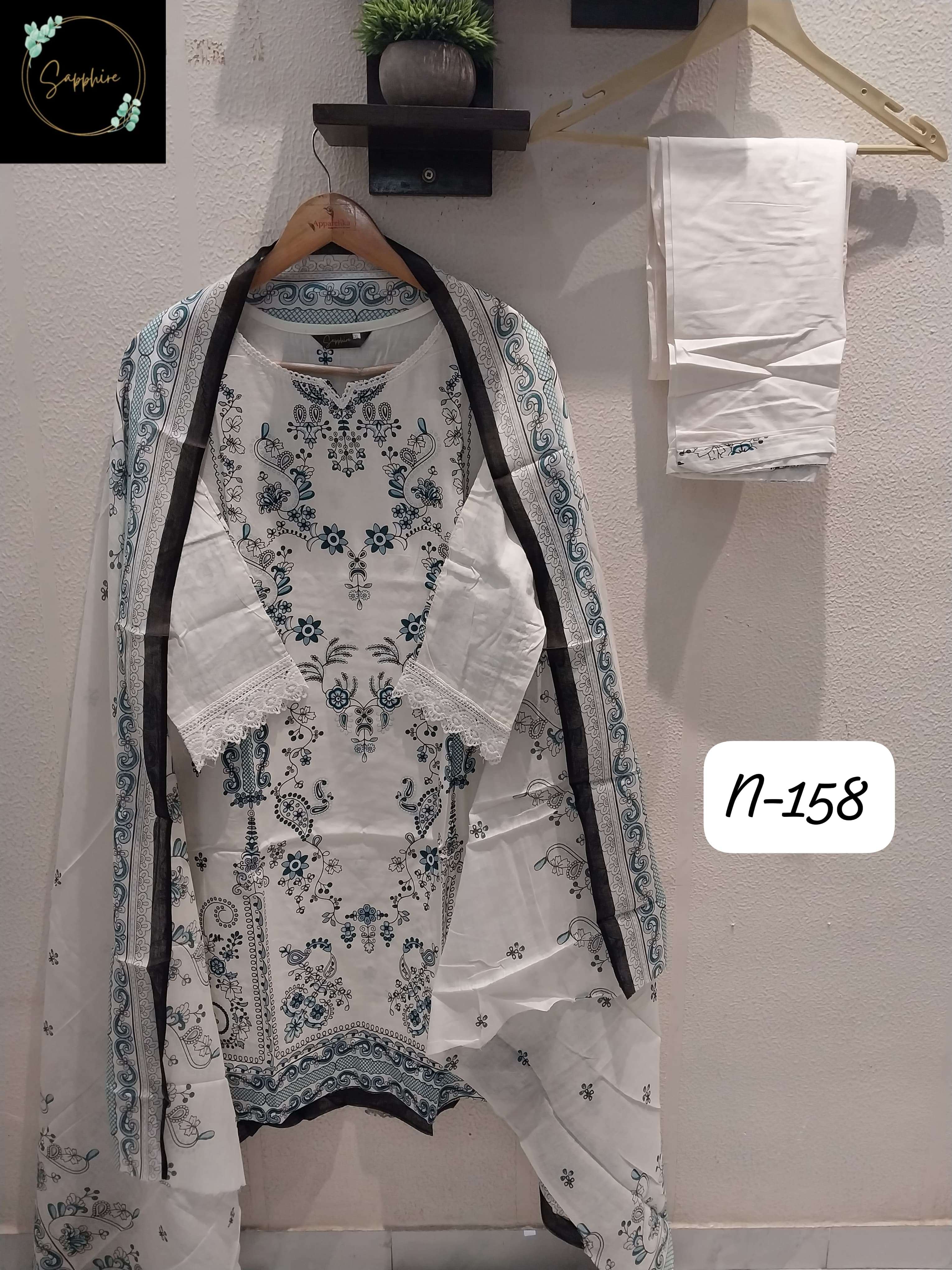 SAPPHIRE AGHA NOORAIN N 158 LAWN COTTON FANCY WORK SUIT