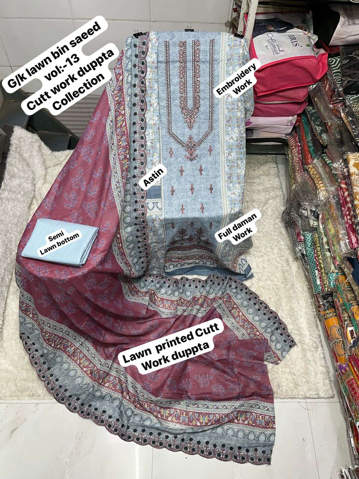 SAPPHIRE BIN SAEED VOL 13 LAWN COTTON FANCY WORK SALWAR KAMEEZ 