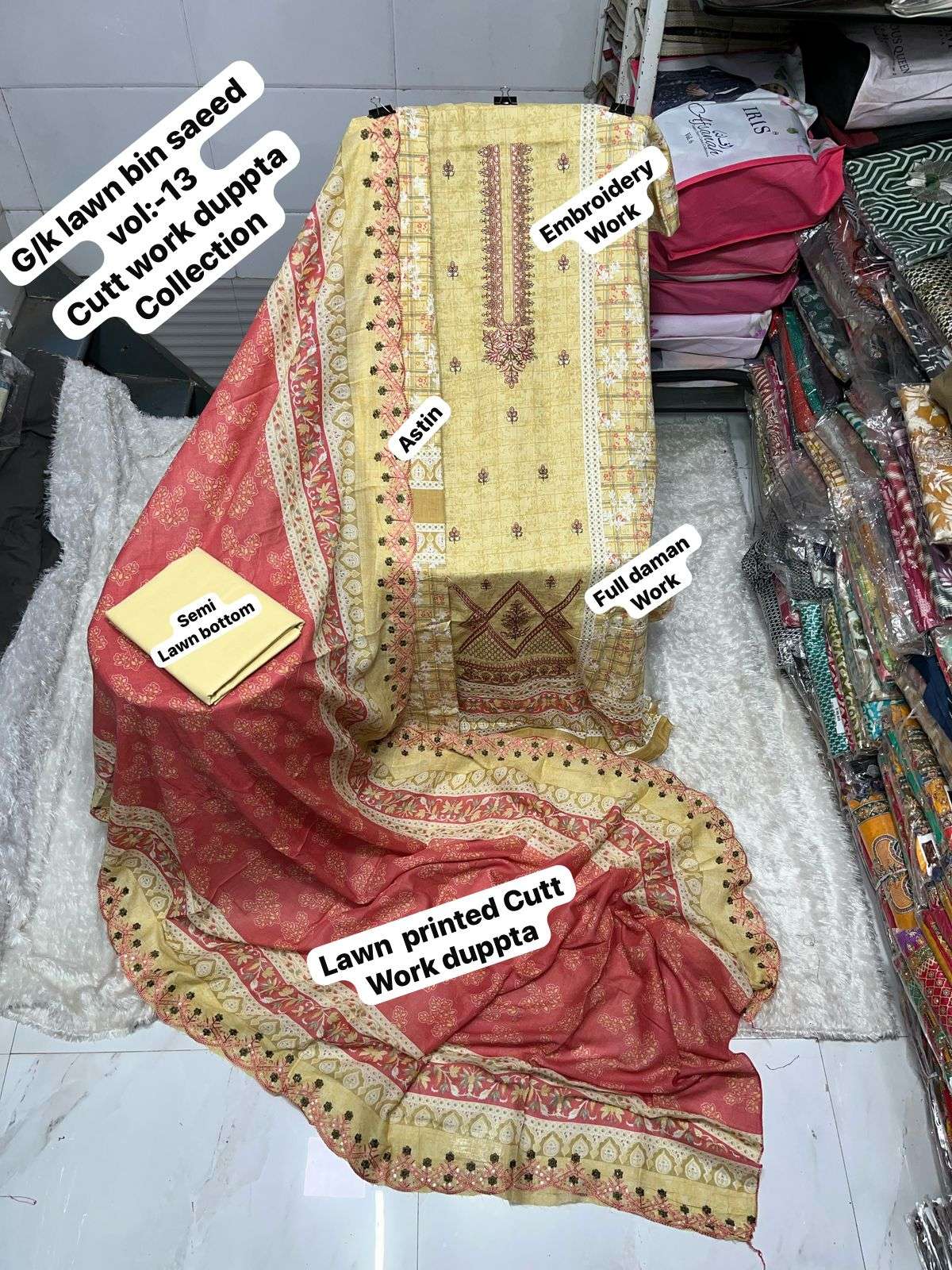 SAPPHIRE BIN SAEED VOL 13 LAWN COTTON FANCY WORK SALWAR KAMEEZ 