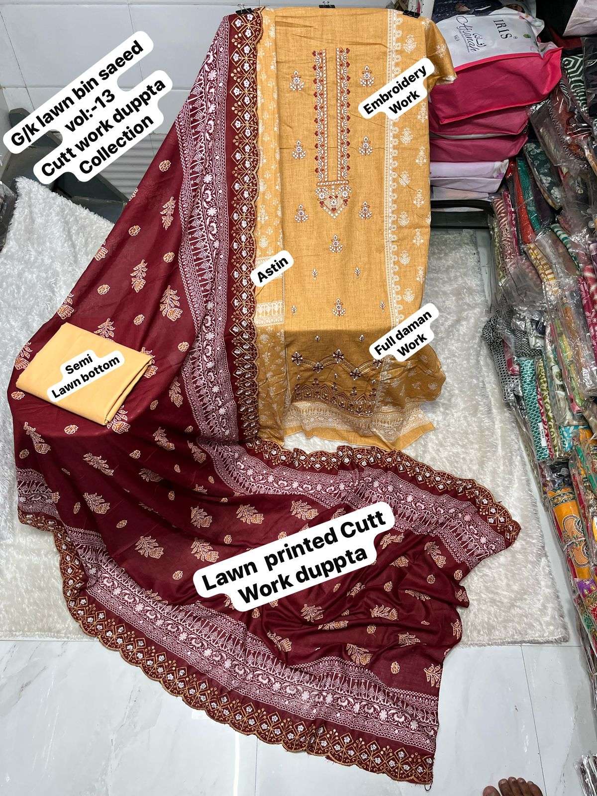 SAPPHIRE BIN SAEED VOL 13 LAWN COTTON FANCY WORK SALWAR KAMEEZ 