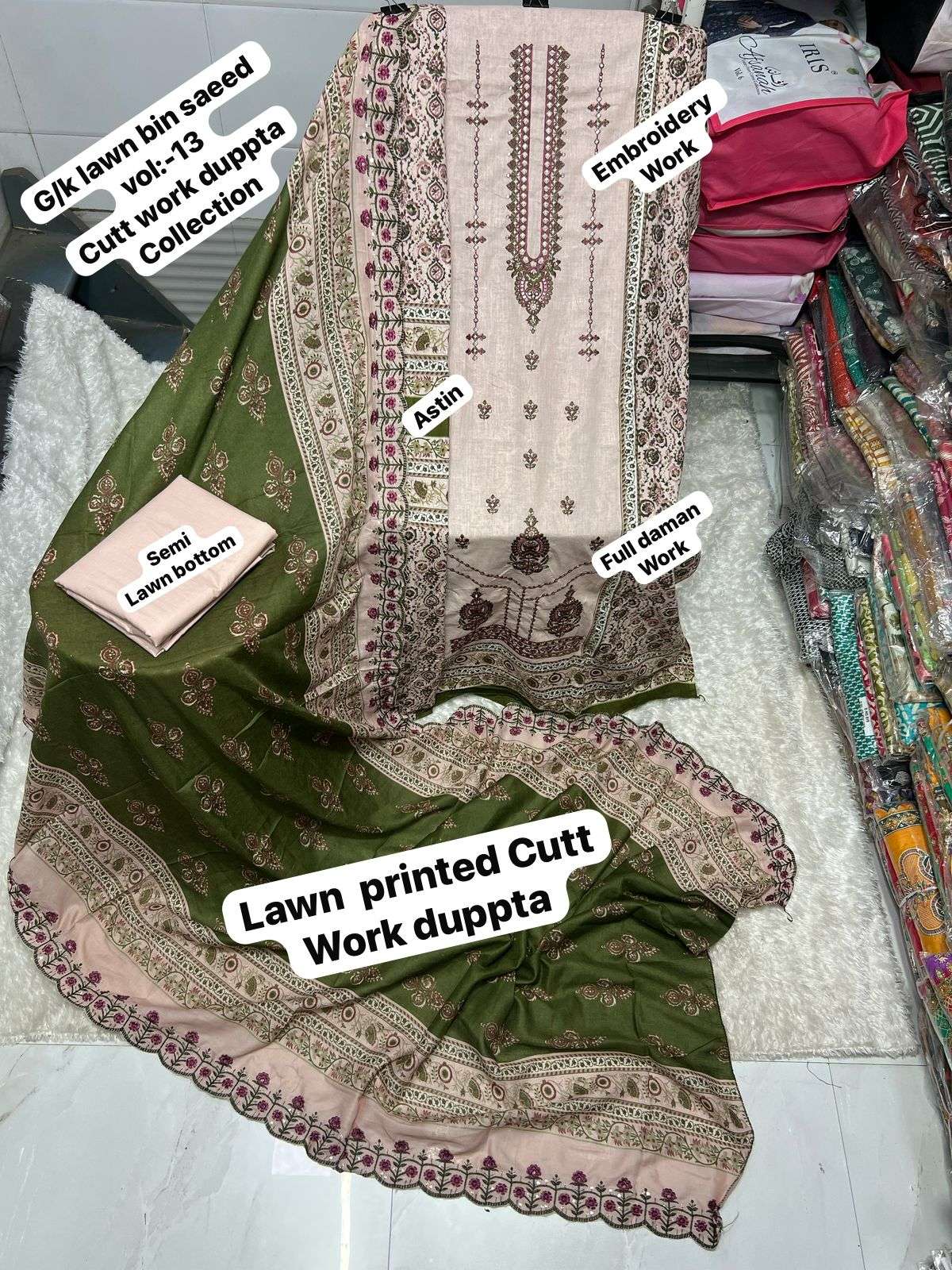 SAPPHIRE BIN SAEED VOL 13 LAWN COTTON FANCY WORK SALWAR KAMEEZ 